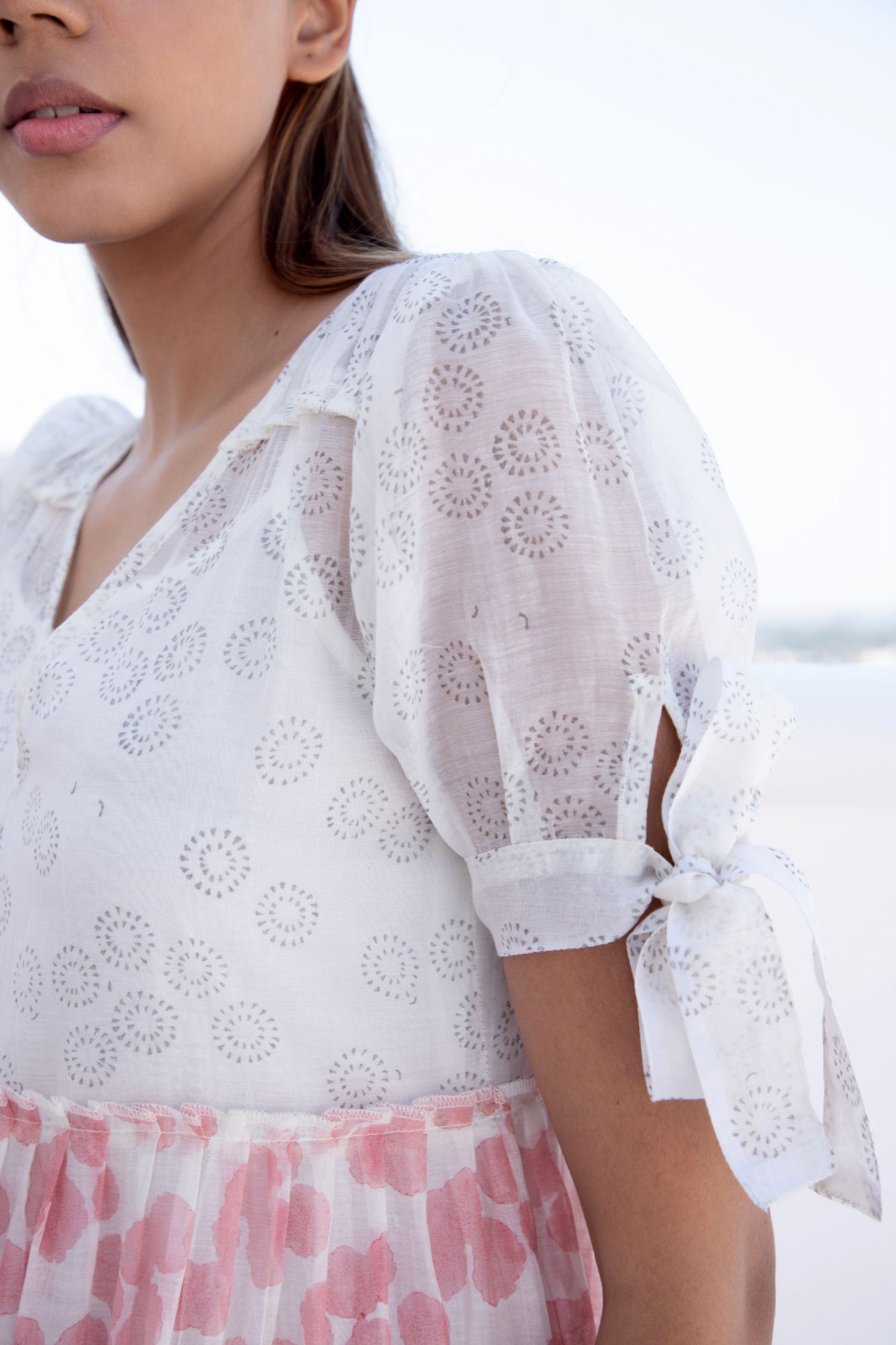 Summer Chanderi Cotton Block Printed Tier Dress