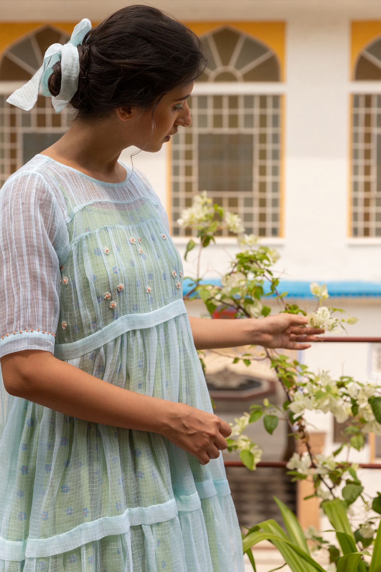 Parijat Kota Doria Tier Dress