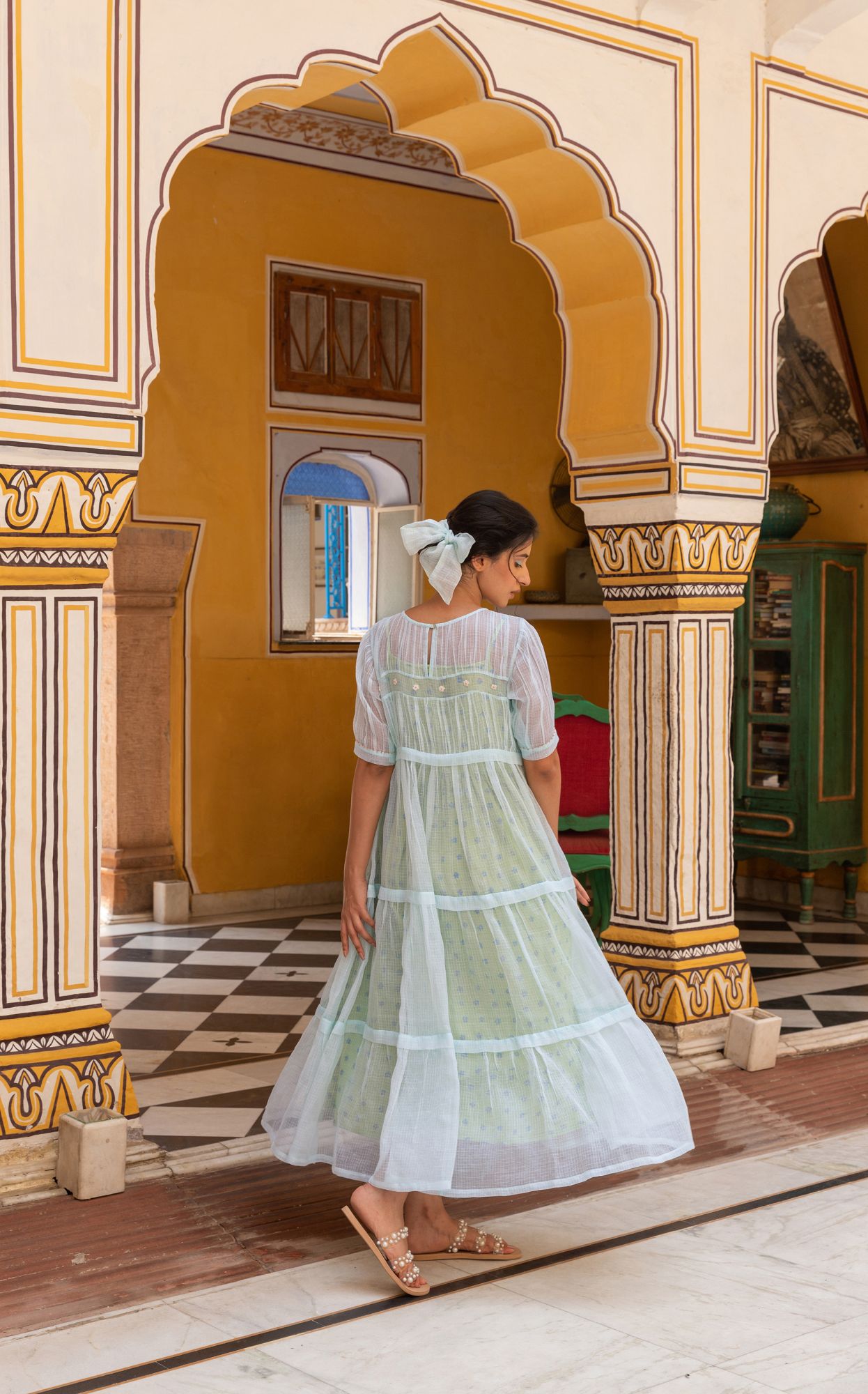 Parijat Kota Doria Tier Dress