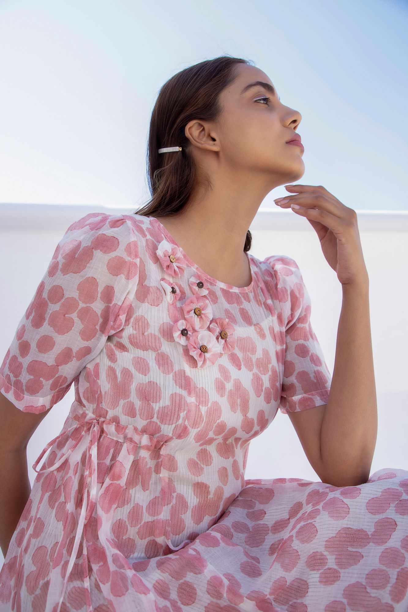 Splash Chanderi Cotton Block Printed Panel Dress