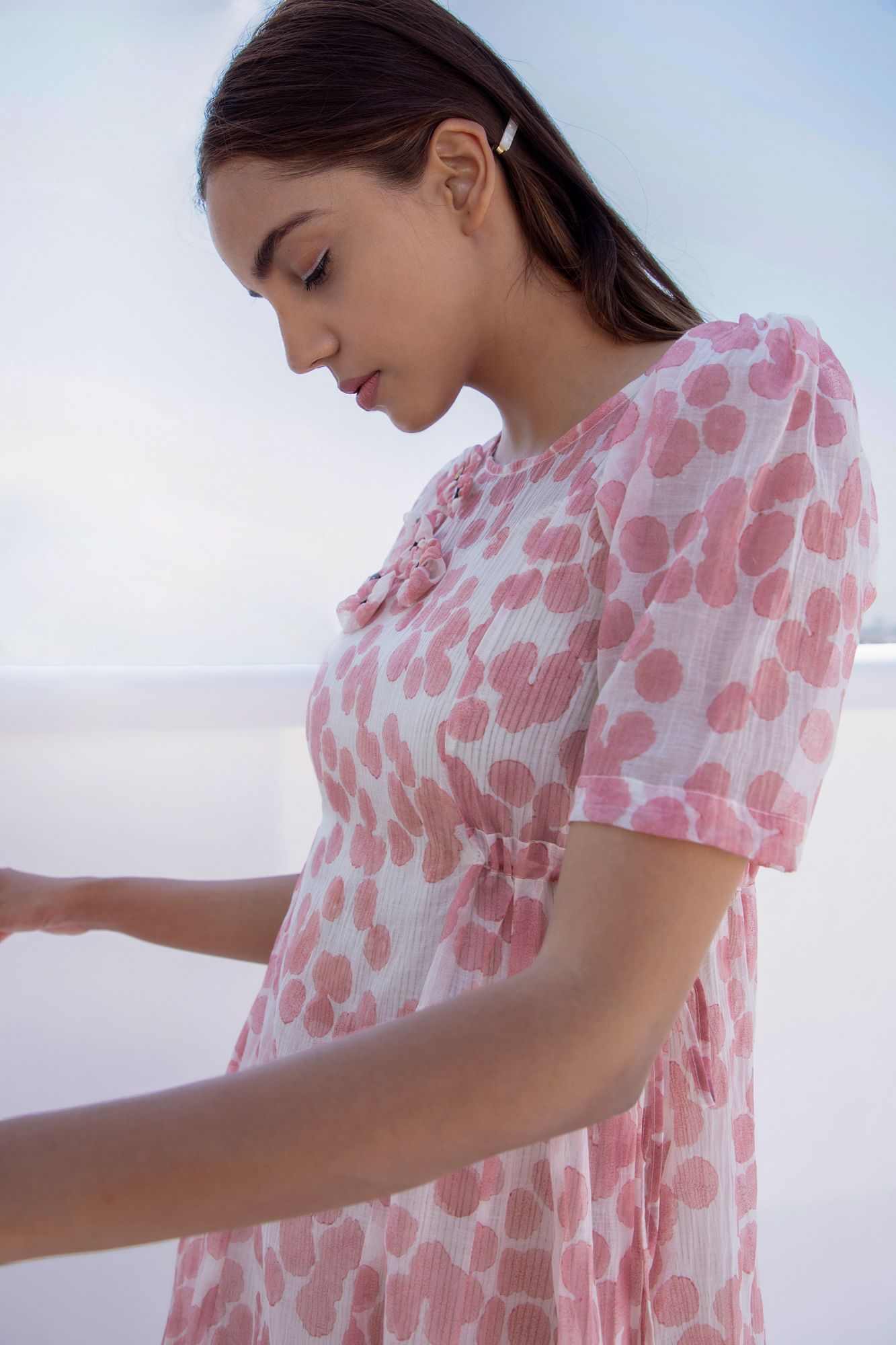 Splash Chanderi Cotton Block Printed Panel Dress