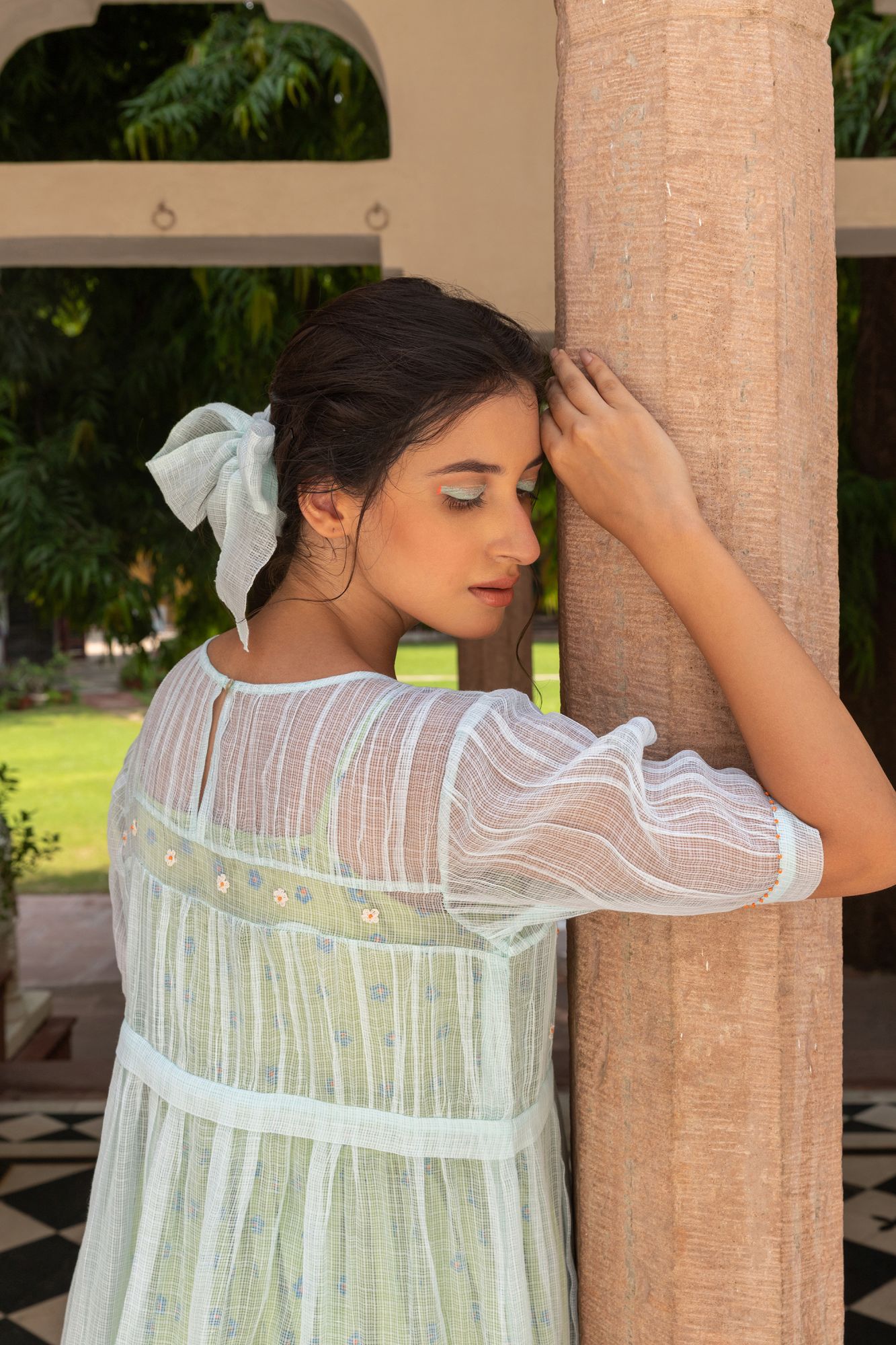 Parijat Kota Doria Tier Dress