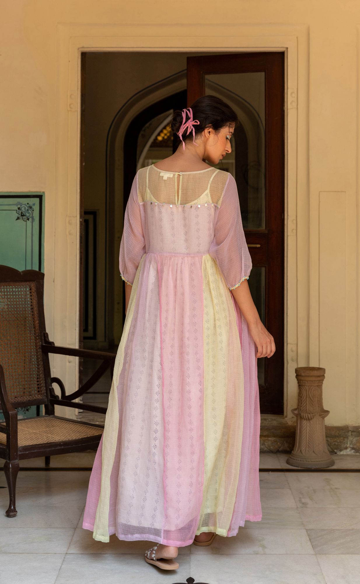 Peony Kota Doria Panel Dress