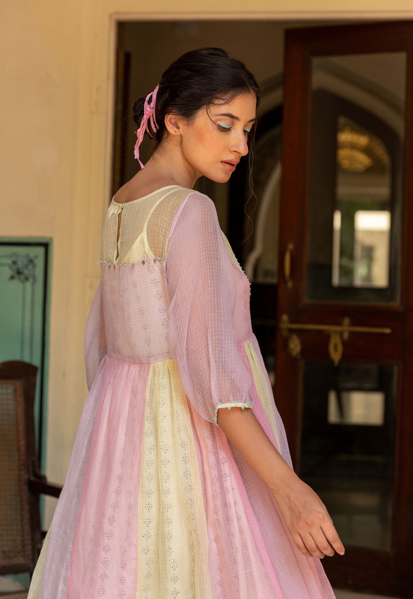 Peony Kota Doria Panel Dress