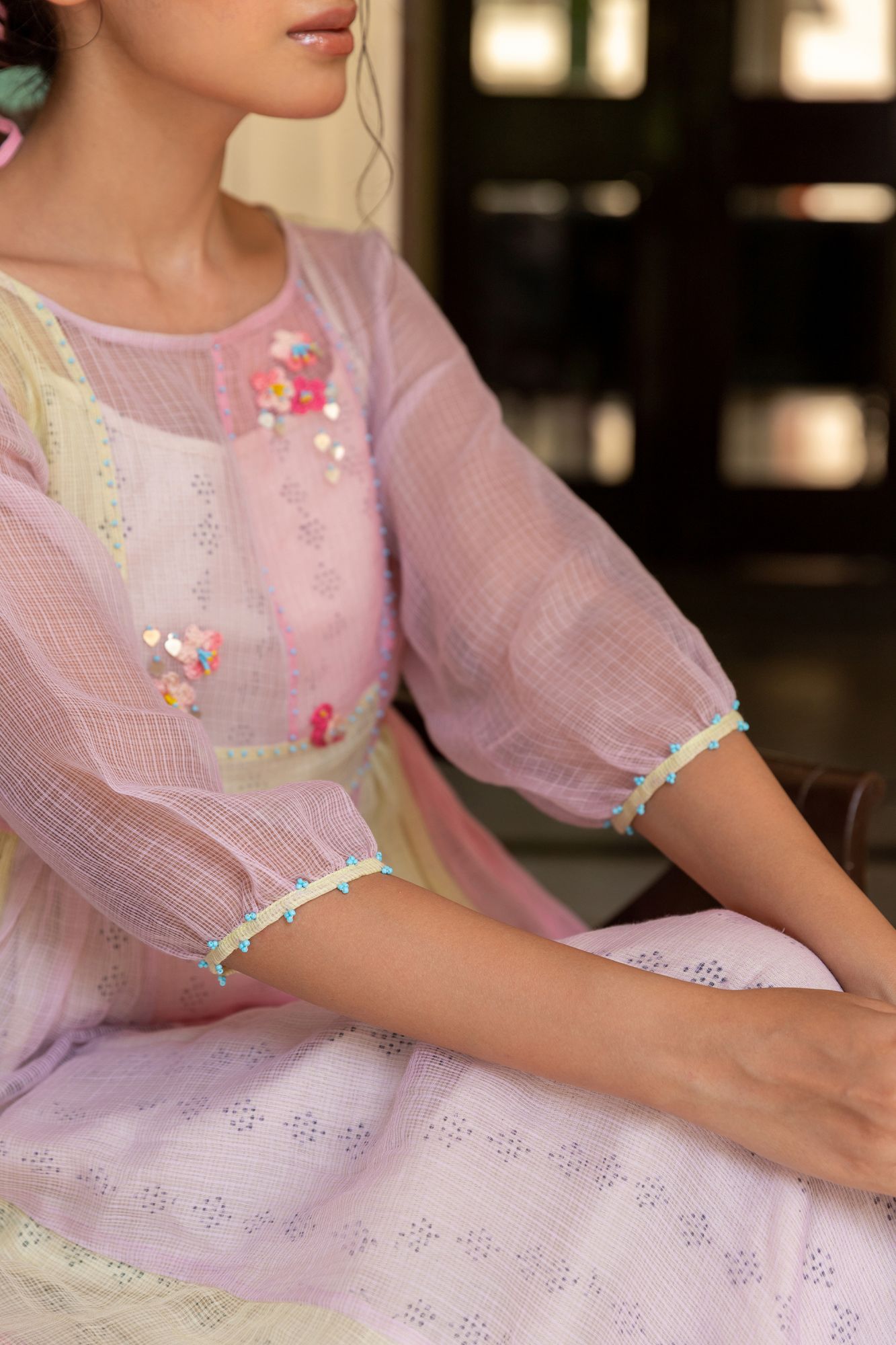 Peony Kota Doria Panel Dress