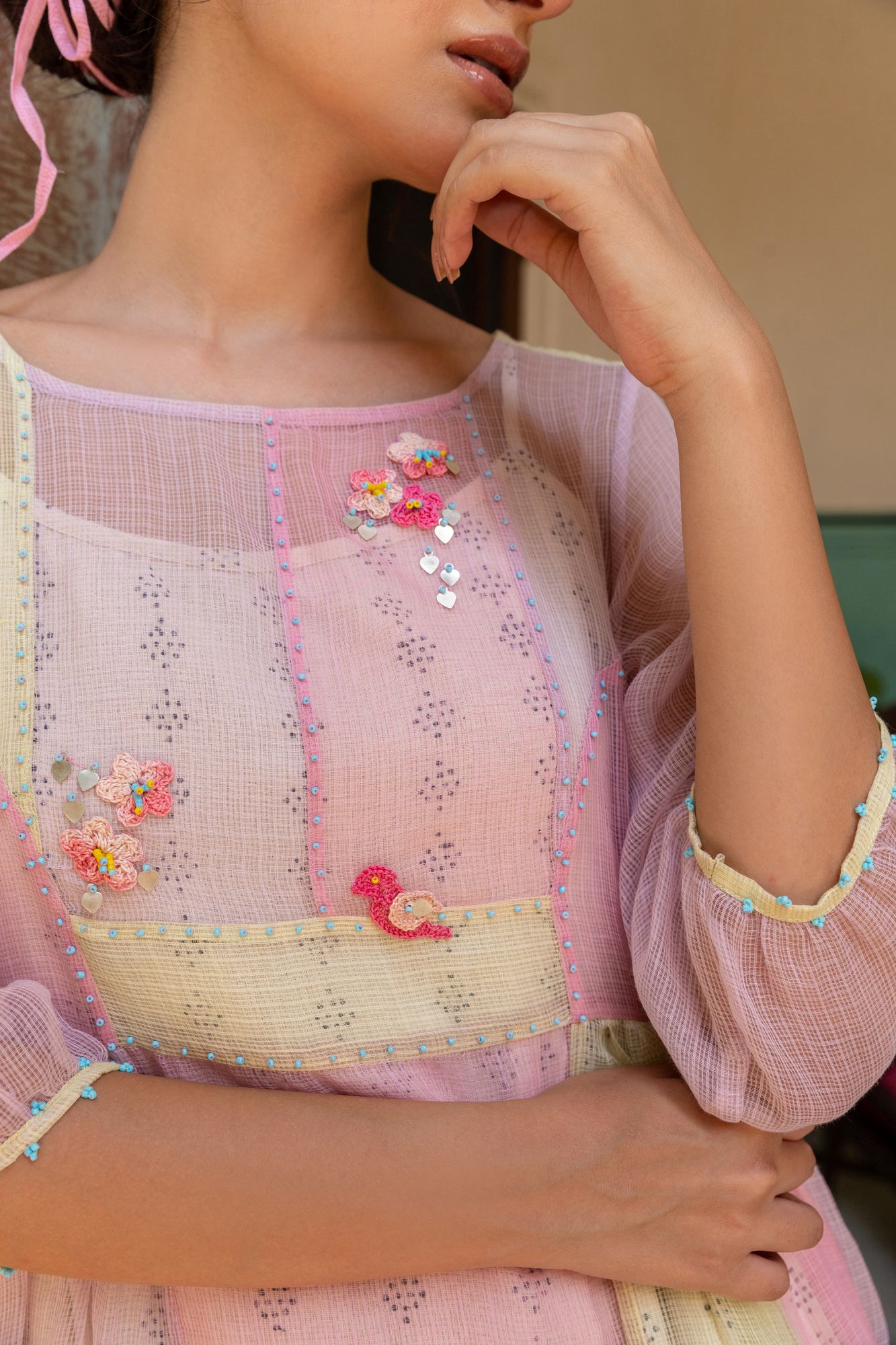 Peony Kota Doria Panel Dress