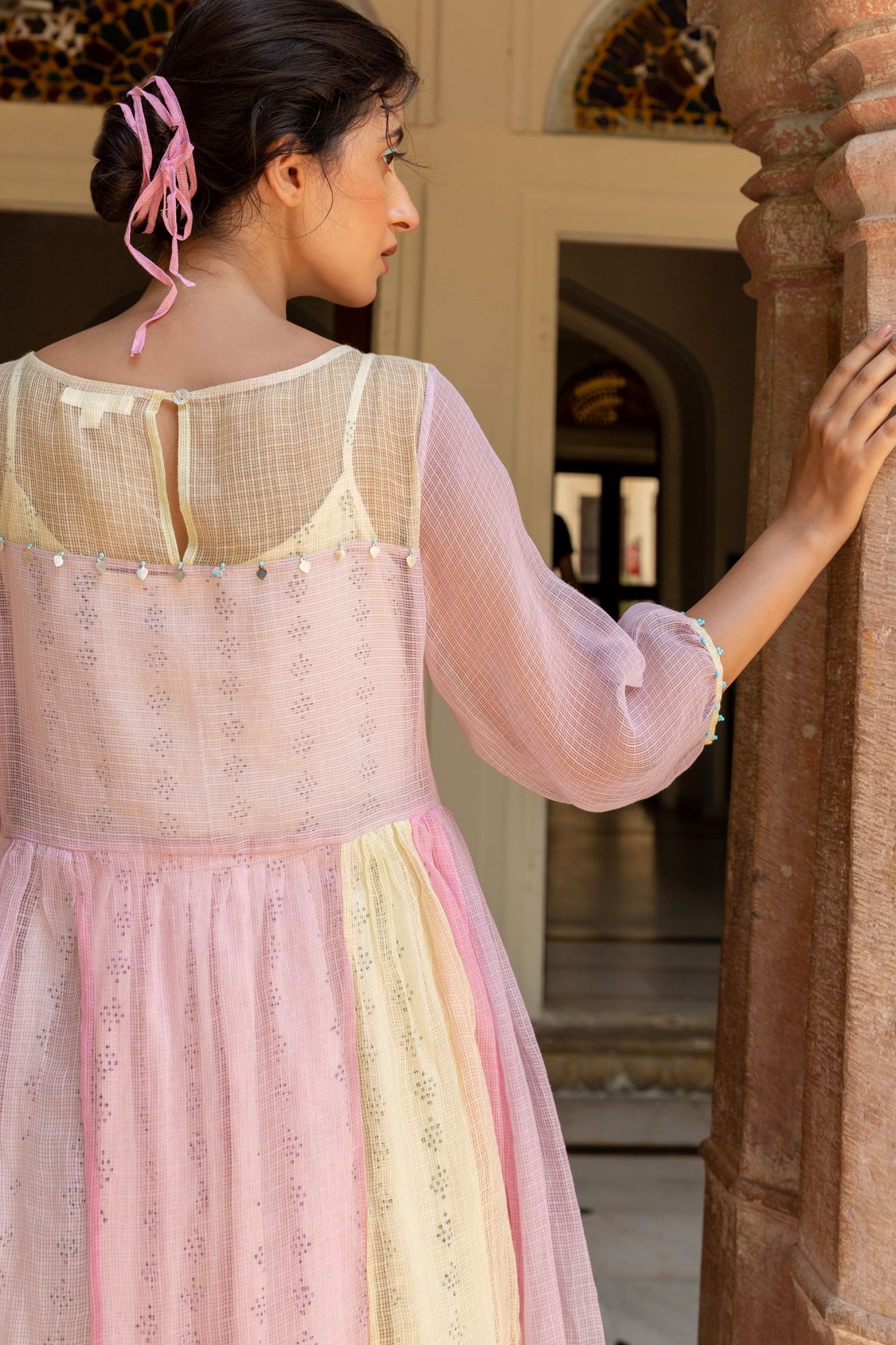 Peony Kota Doria Panel Dress