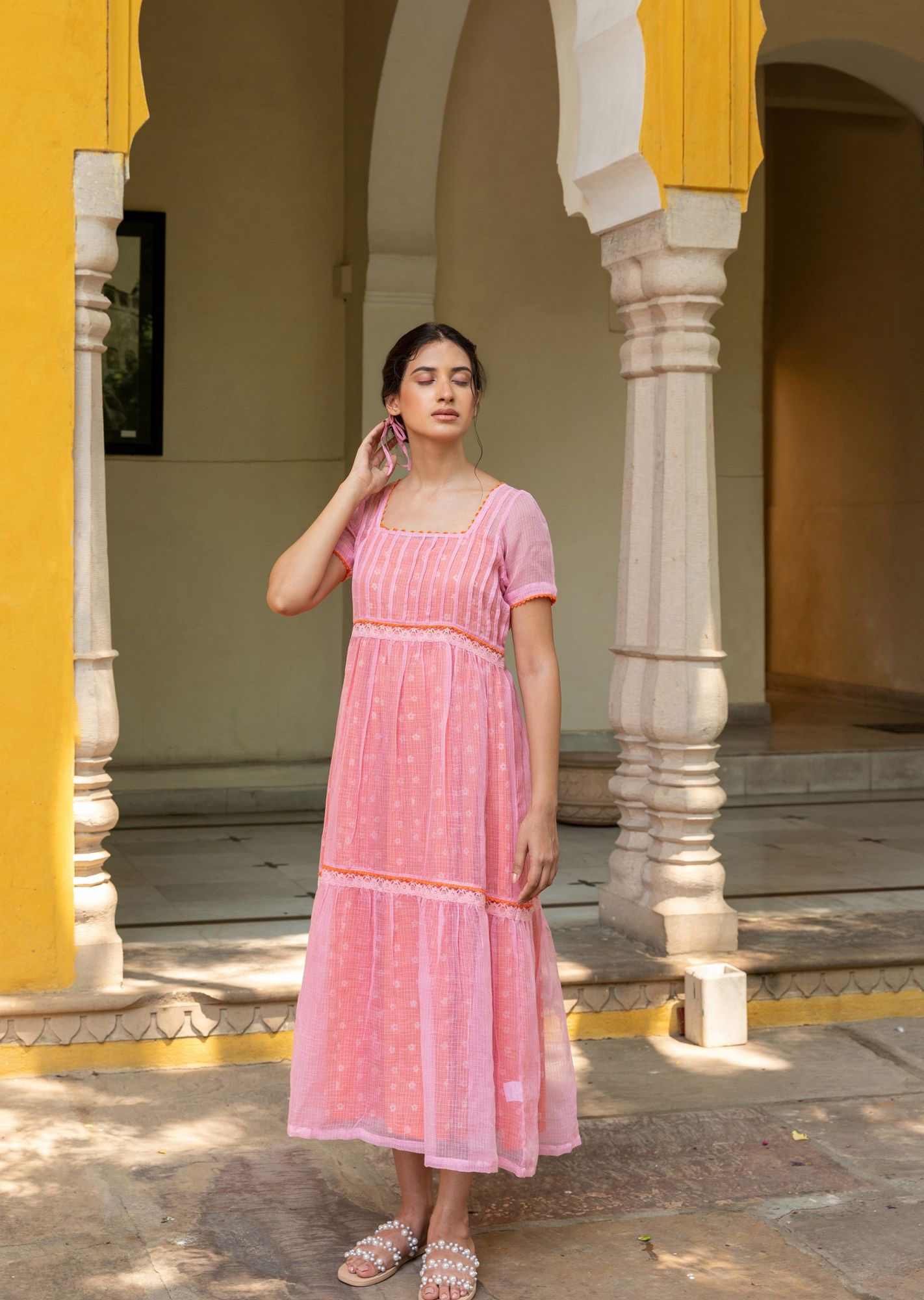 Gulabo Kota Doria Lace Dress