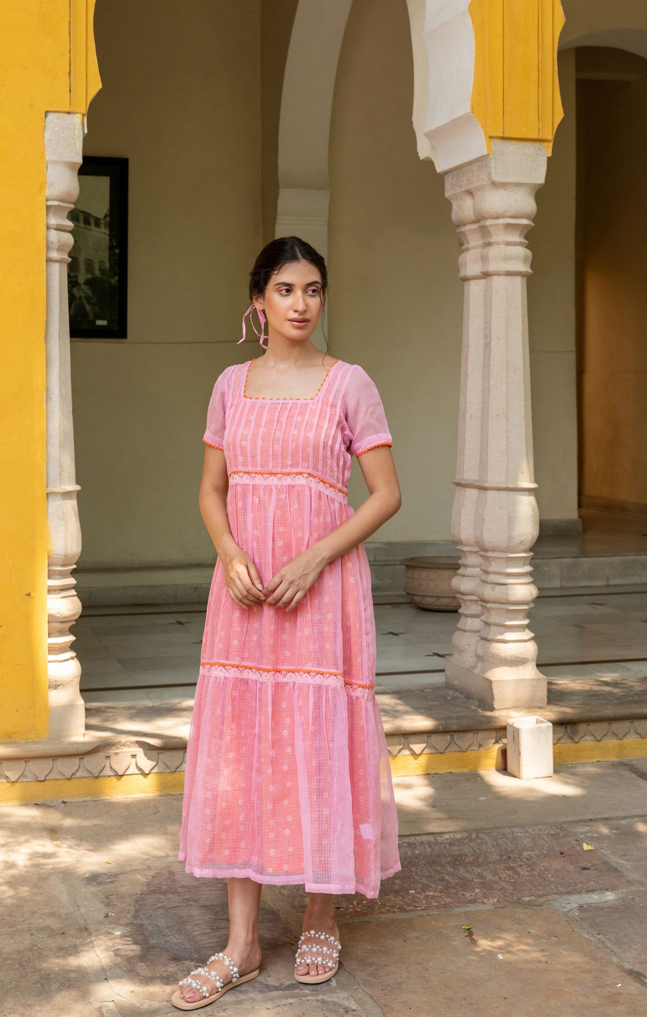 Gulabo Kota Doria Lace Dress