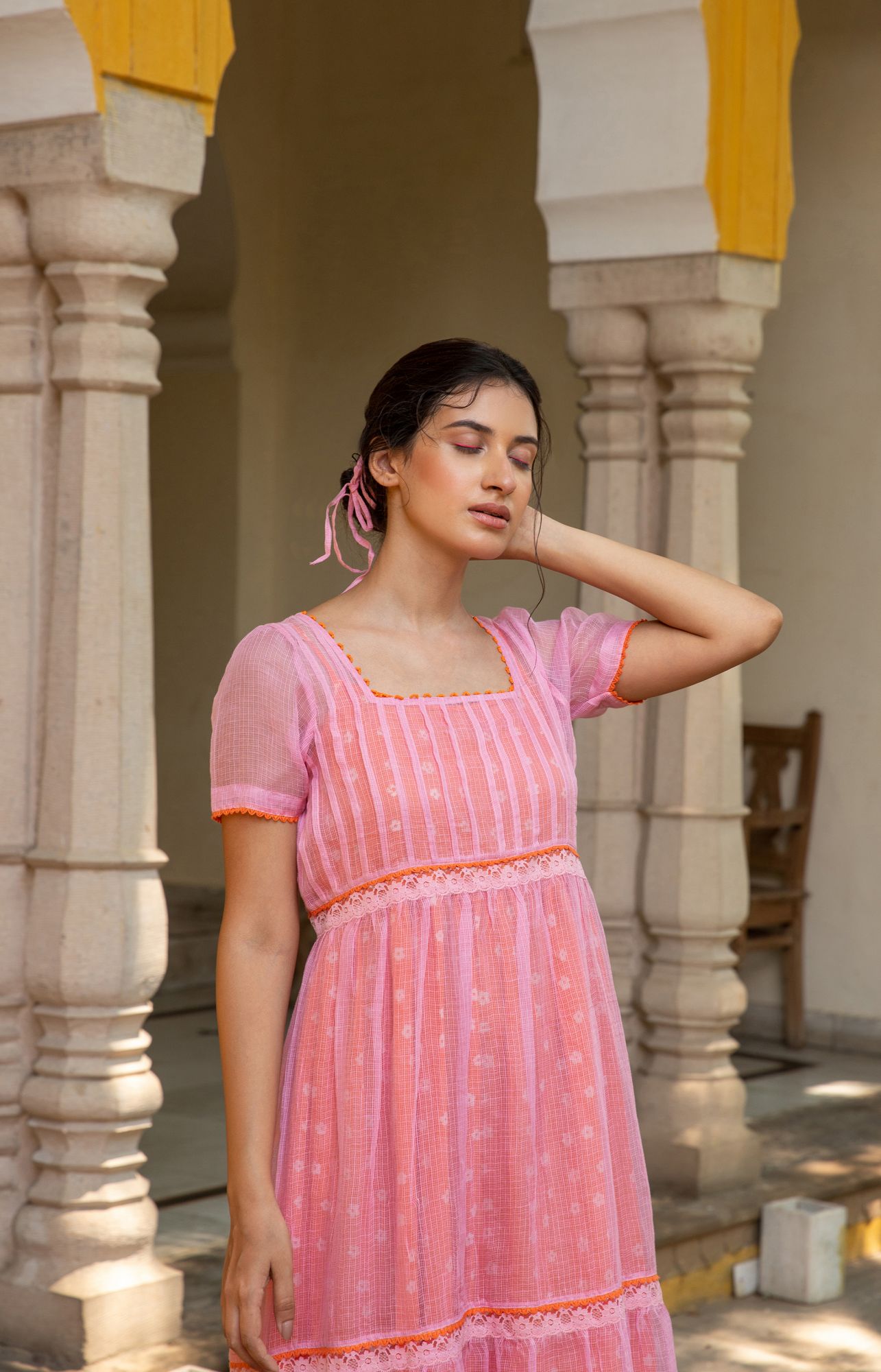 Gulabo Kota Doria Lace Dress