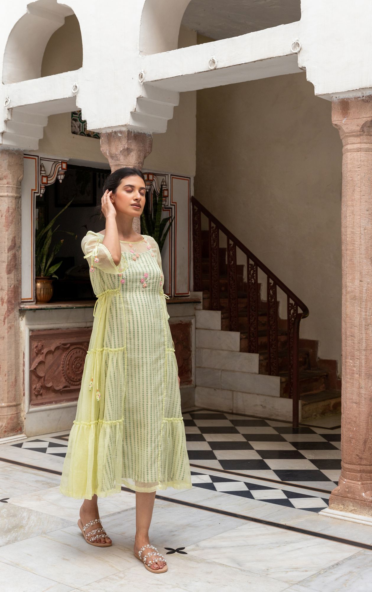 Moringa Kota Doria Tier Dress