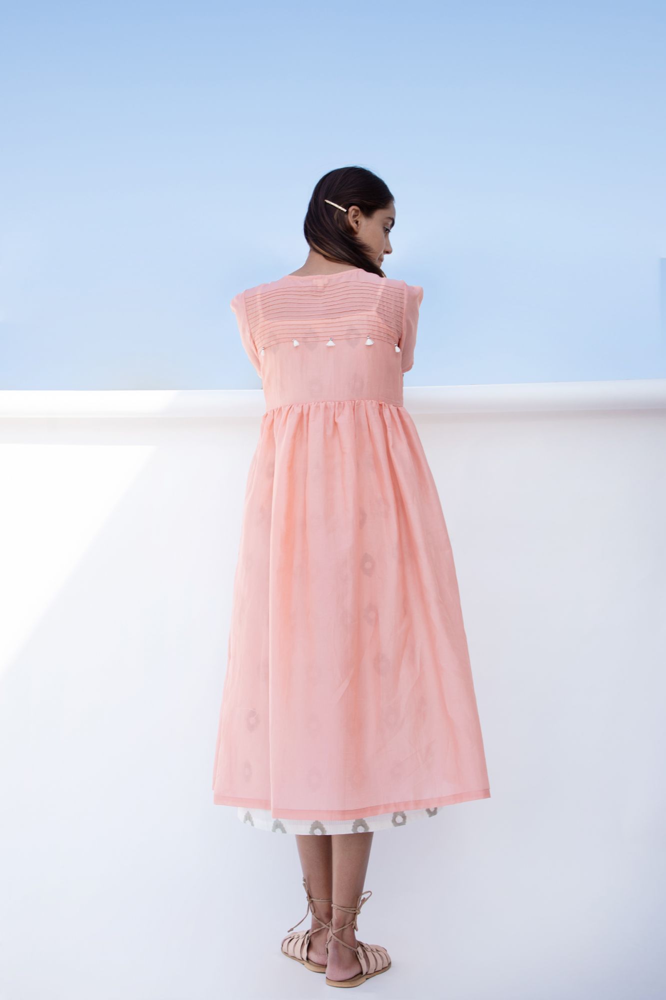 Pin Tuck Cotton Silk Jacket Dress