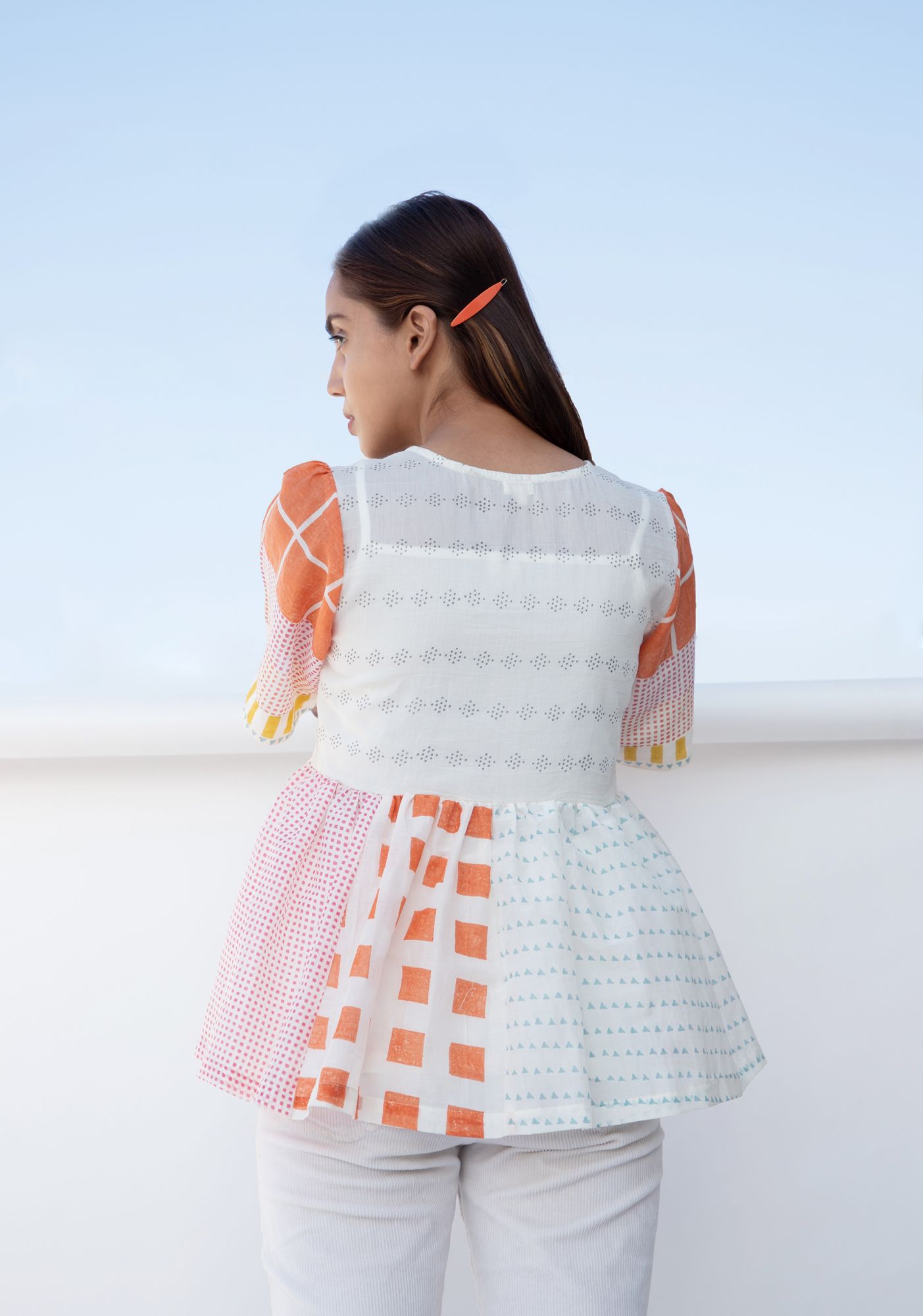 Summer Cotton Silk Block Printed Shrug Top