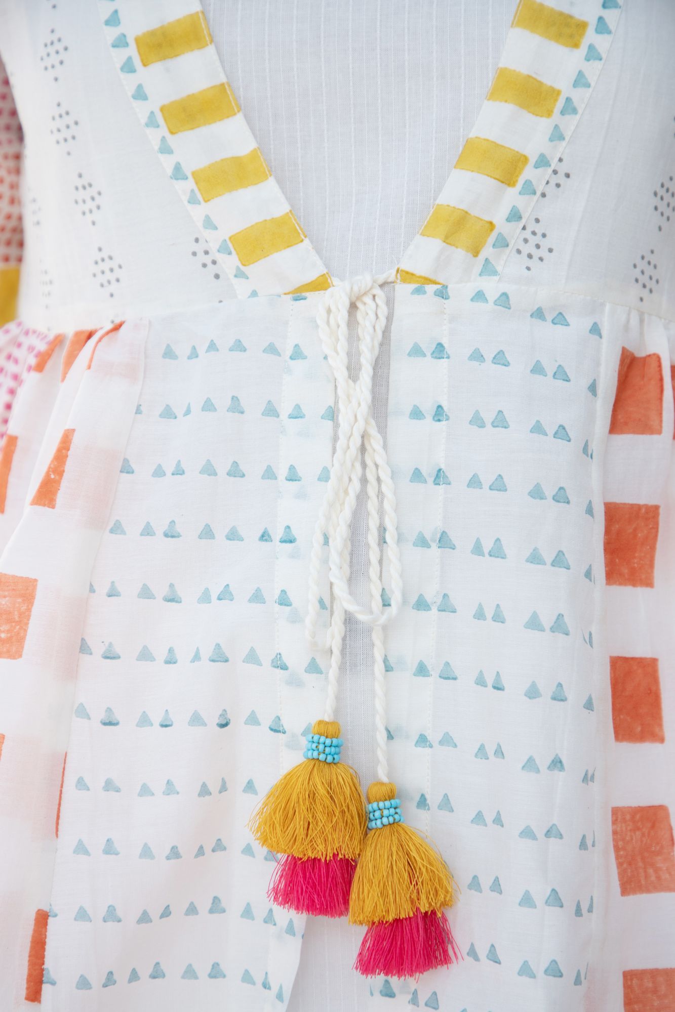 Summer Cotton Silk Block Printed Shrug Top