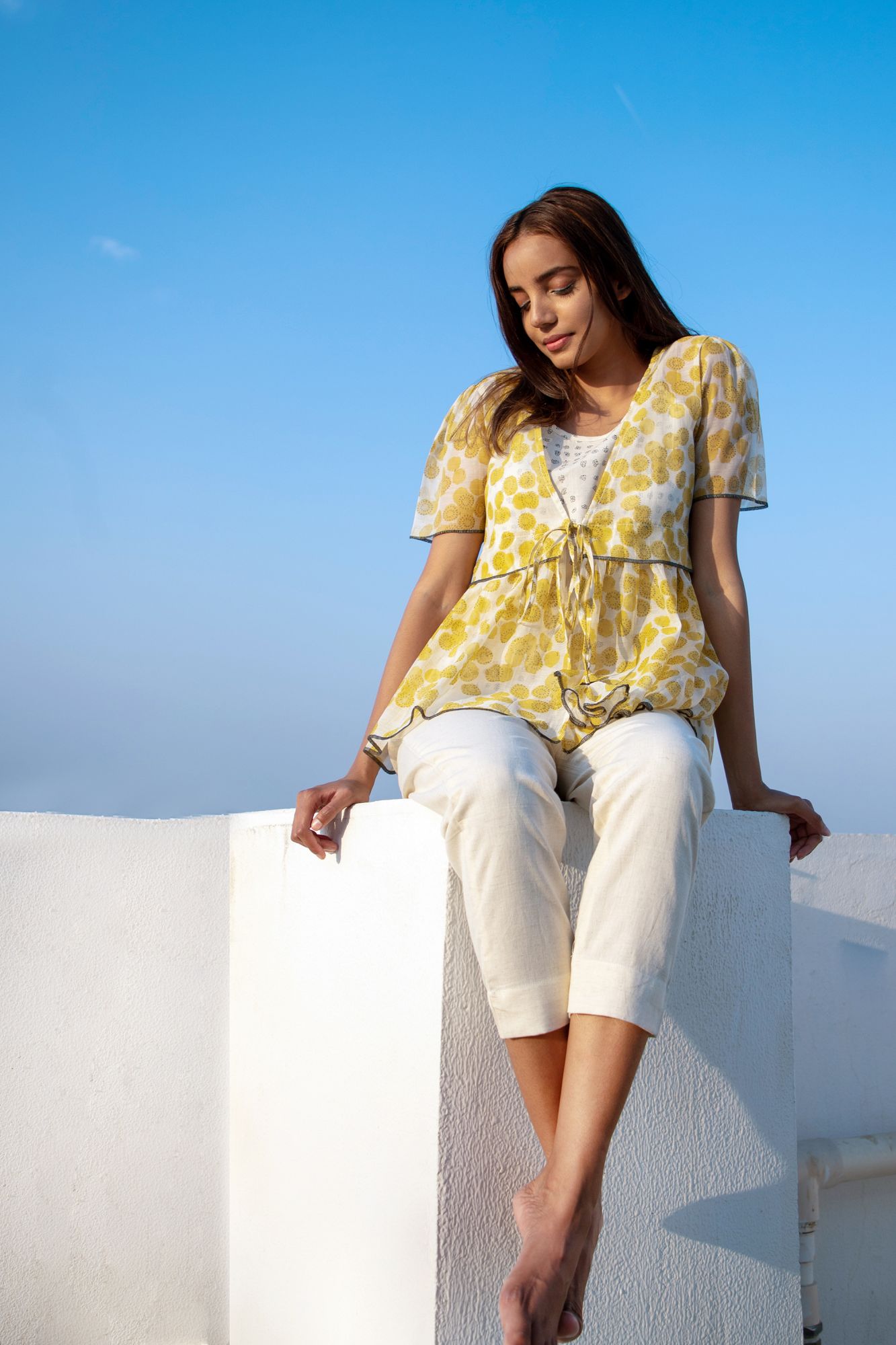 Splash Chanderi Cotton Block Printed Shrug Top