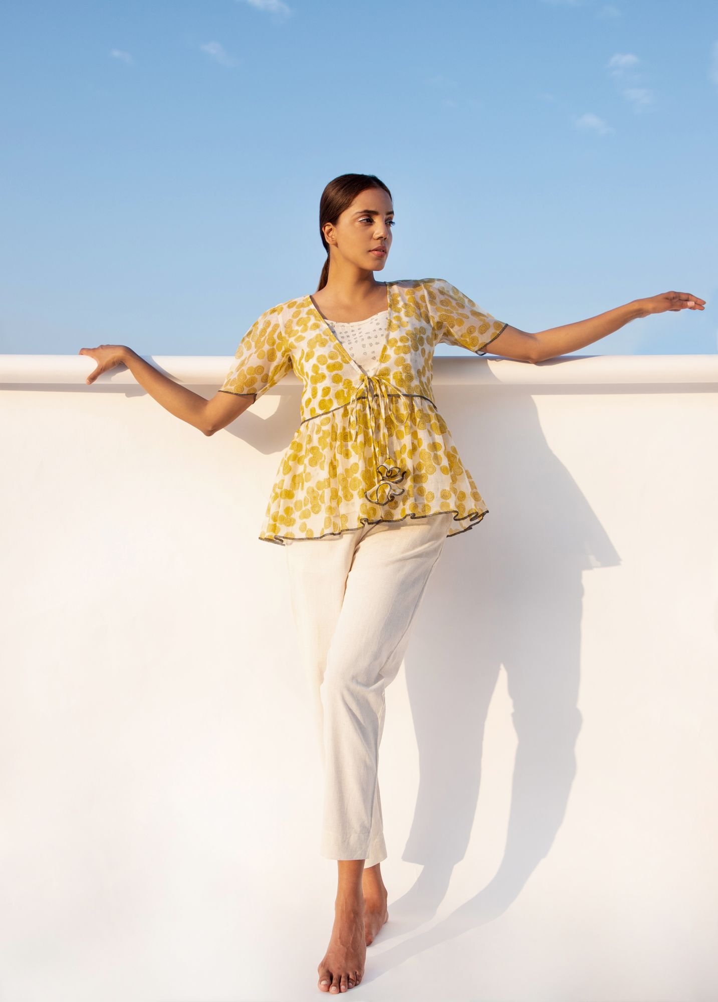 Splash Chanderi Cotton Block Printed Shrug Top