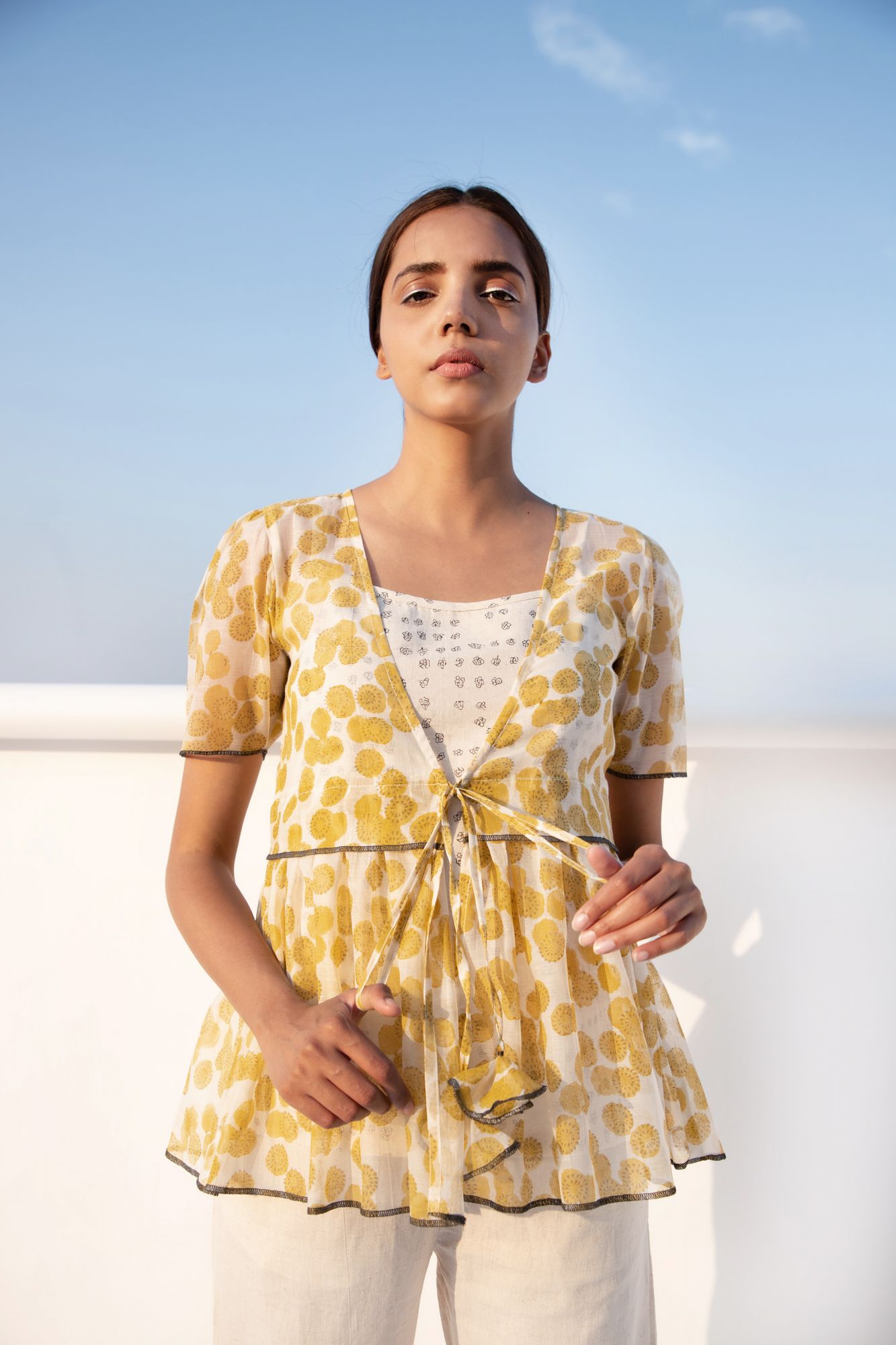 Splash Chanderi Cotton Block Printed Shrug Top