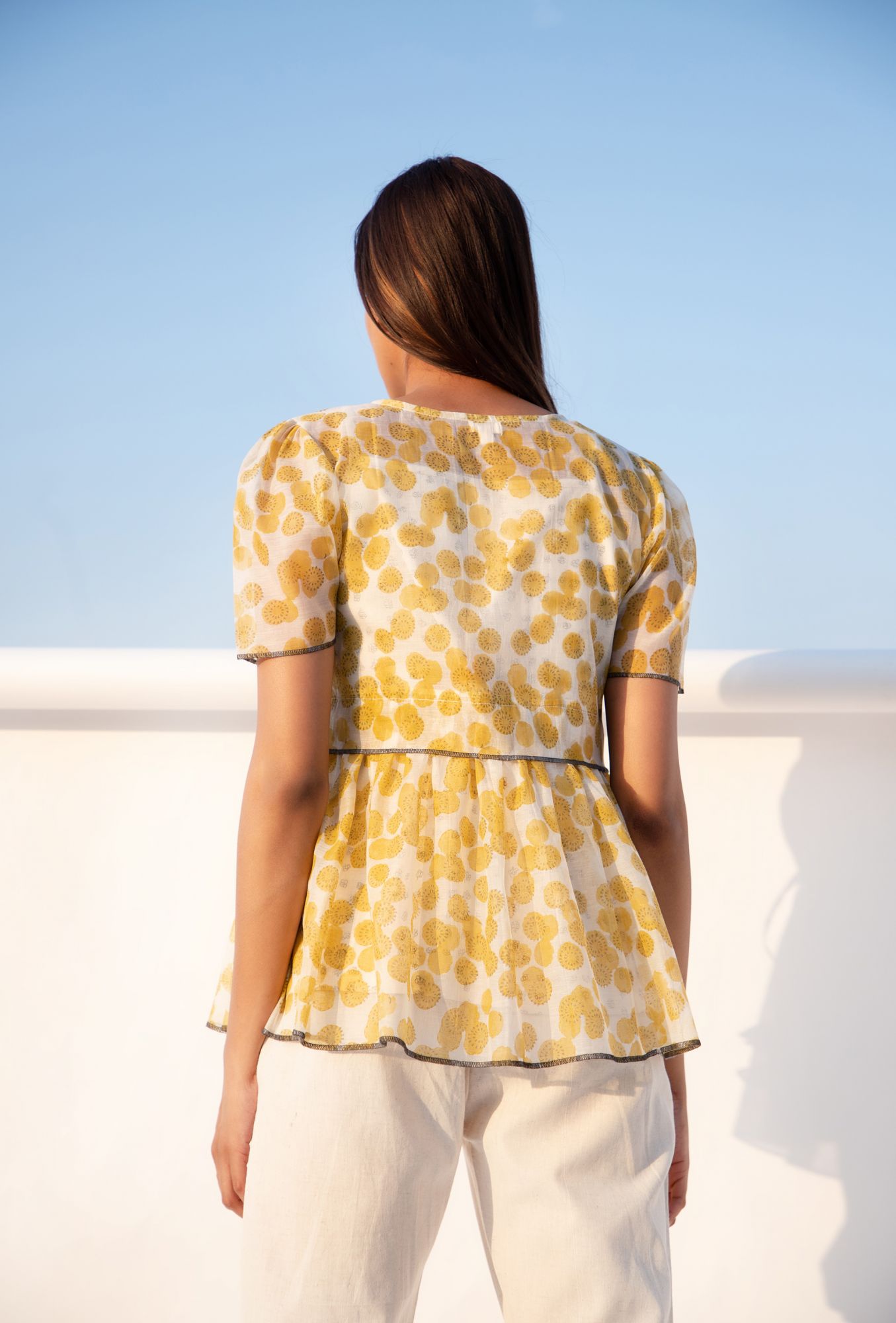 Splash Chanderi Cotton Block Printed Shrug Top