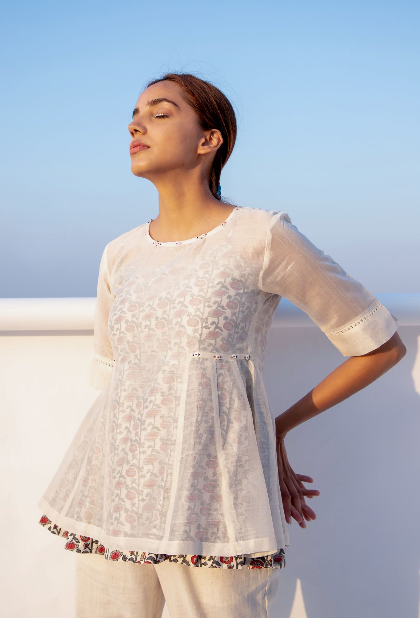 Chanderi Cotton Kali Top