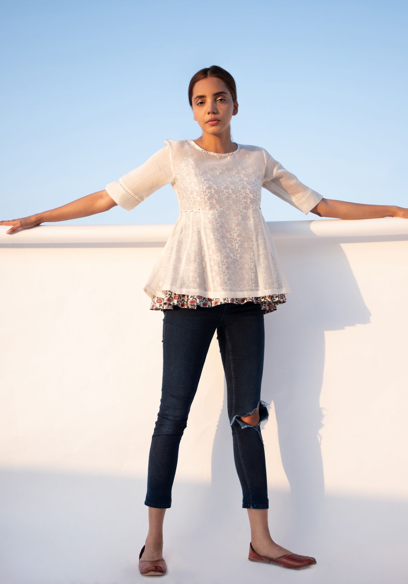 Chanderi Cotton Kali Top