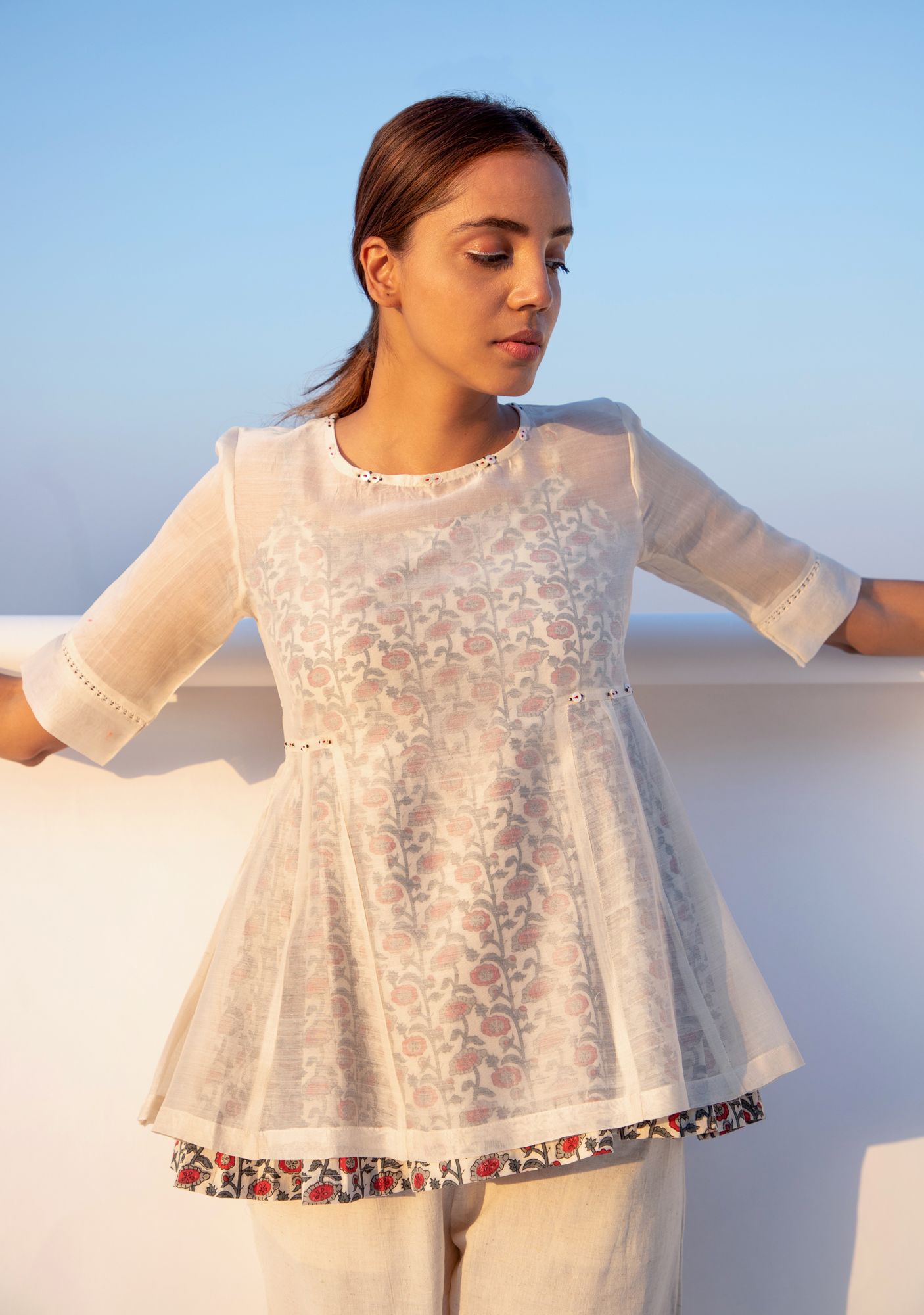 Chanderi Cotton Kali Top