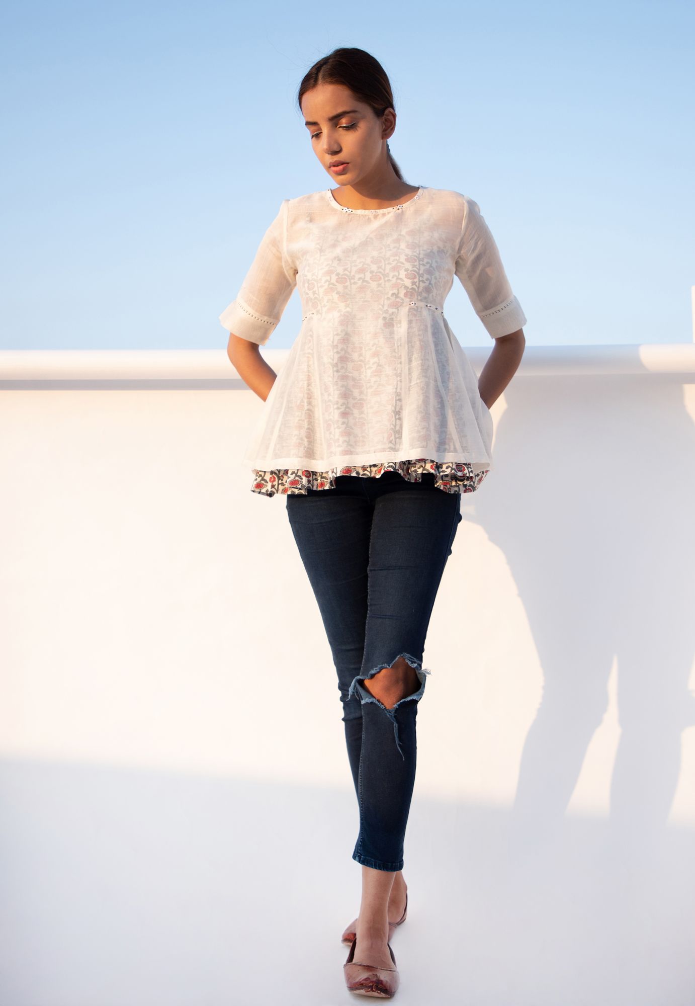 Chanderi Cotton Kali Top