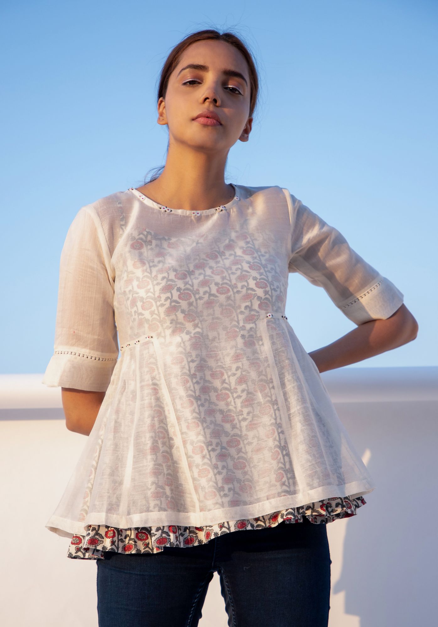 Chanderi Cotton Kali Top