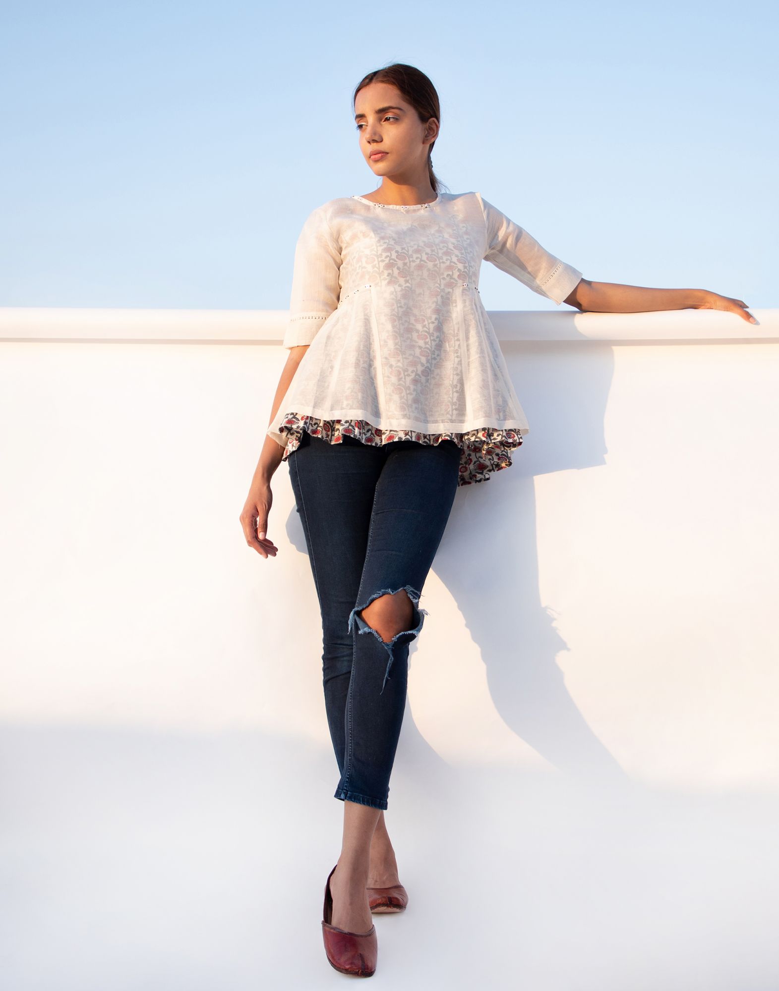 Chanderi Cotton Kali Top