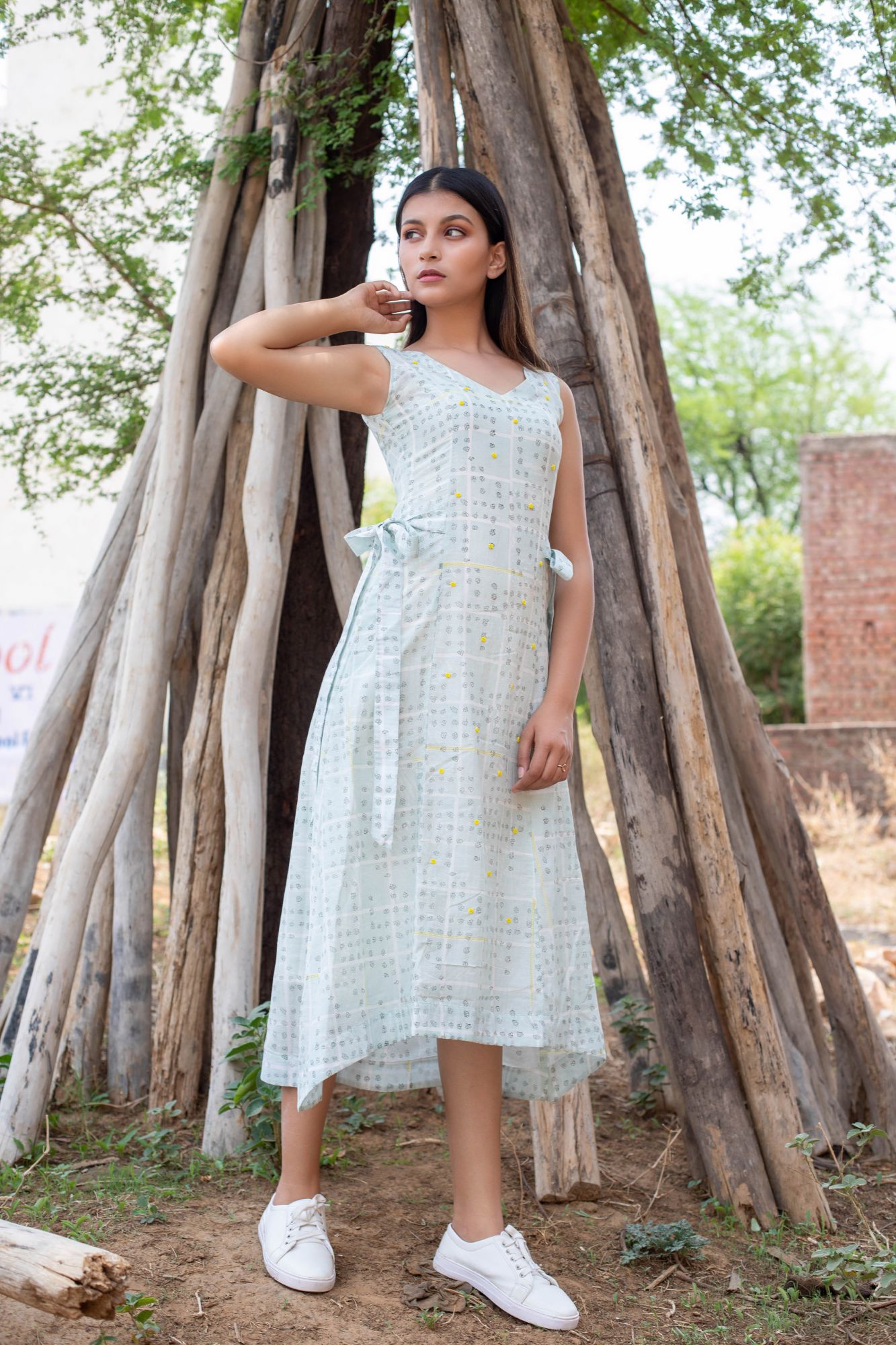 Cotton Silk Block Printed Asymmetrical dress