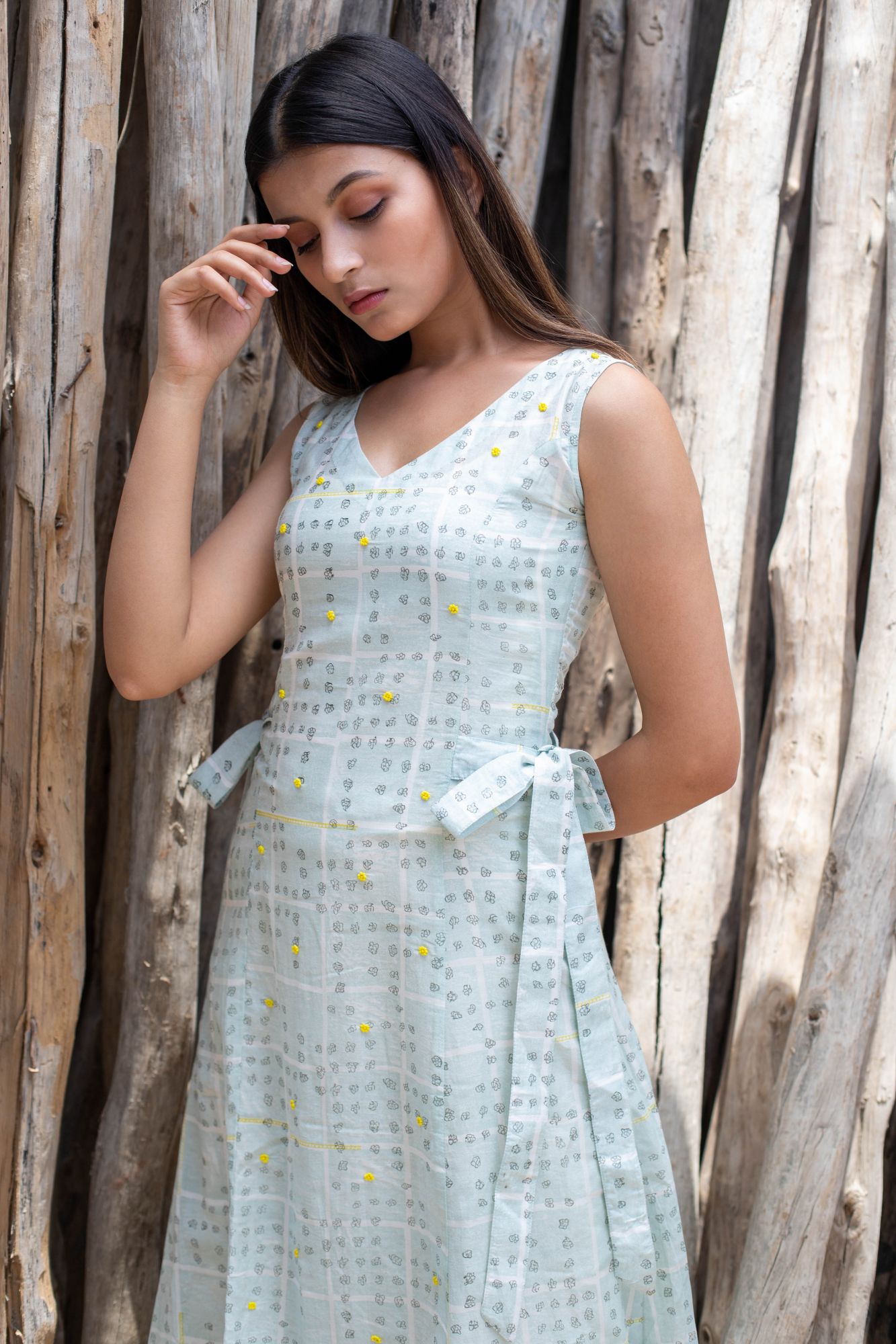 Cotton Silk Block Printed Asymmetrical dress