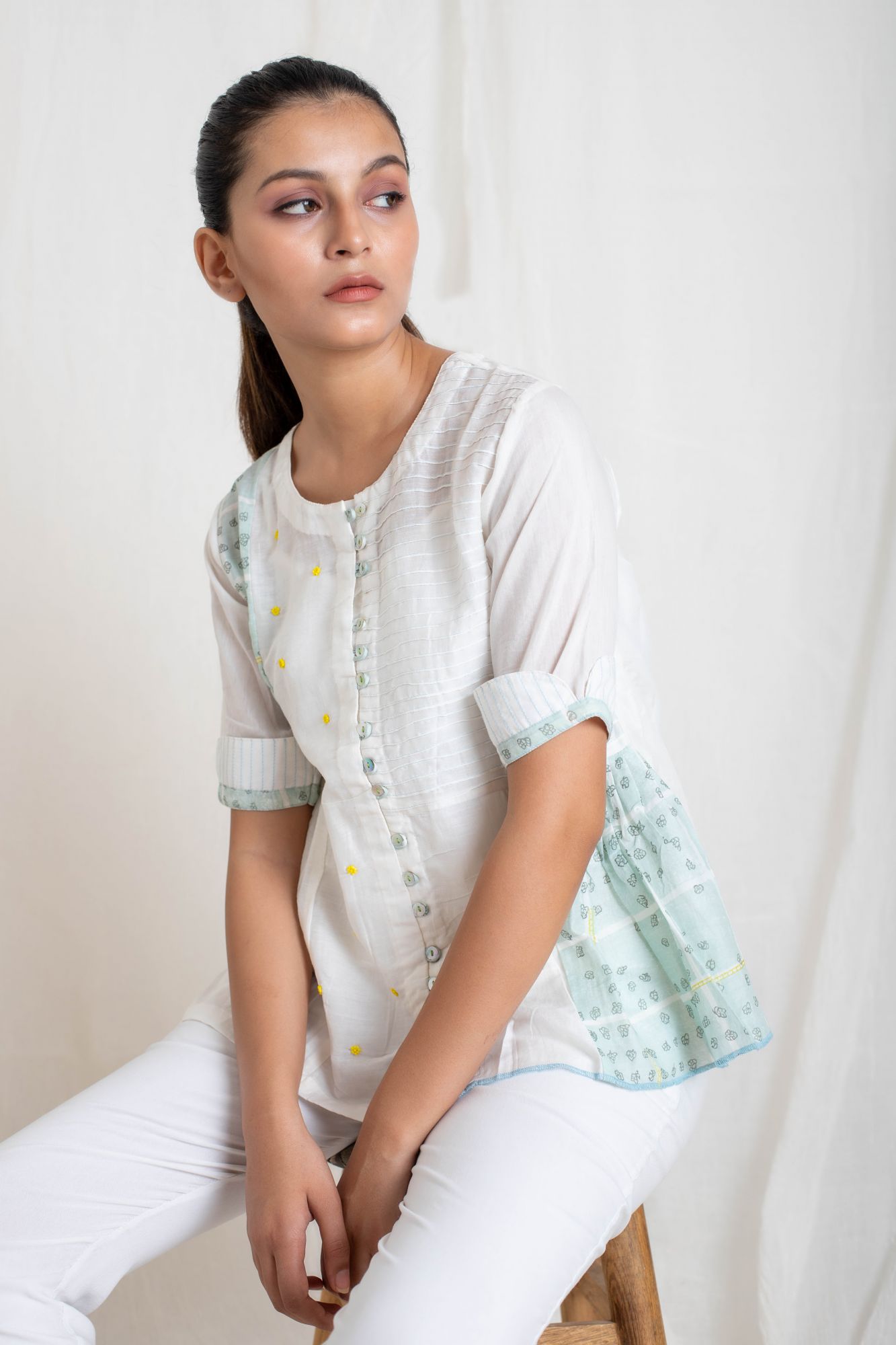 Cotton Silk Multi Panel Shirt