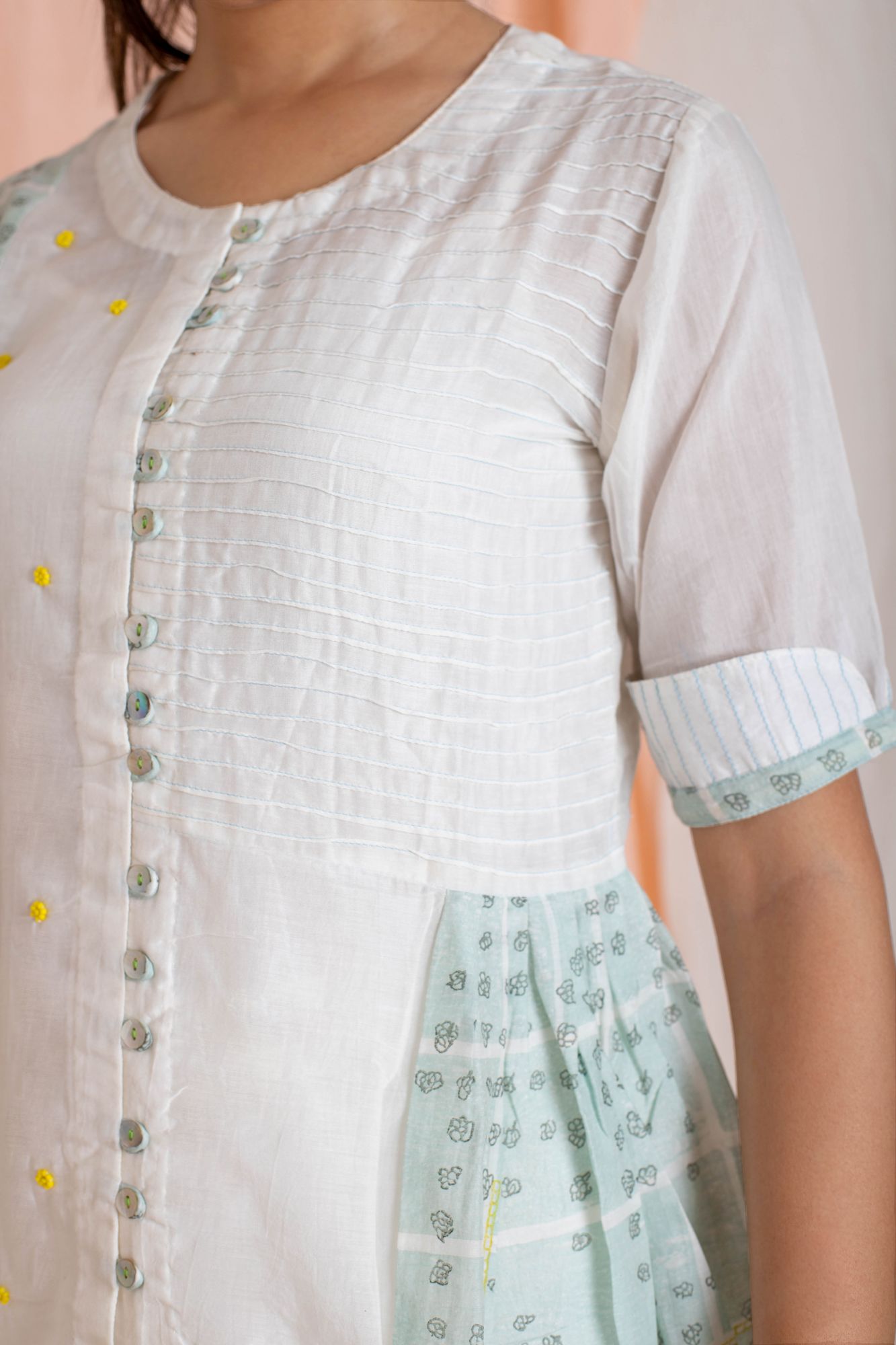 Cotton Silk Multi Panel Shirt