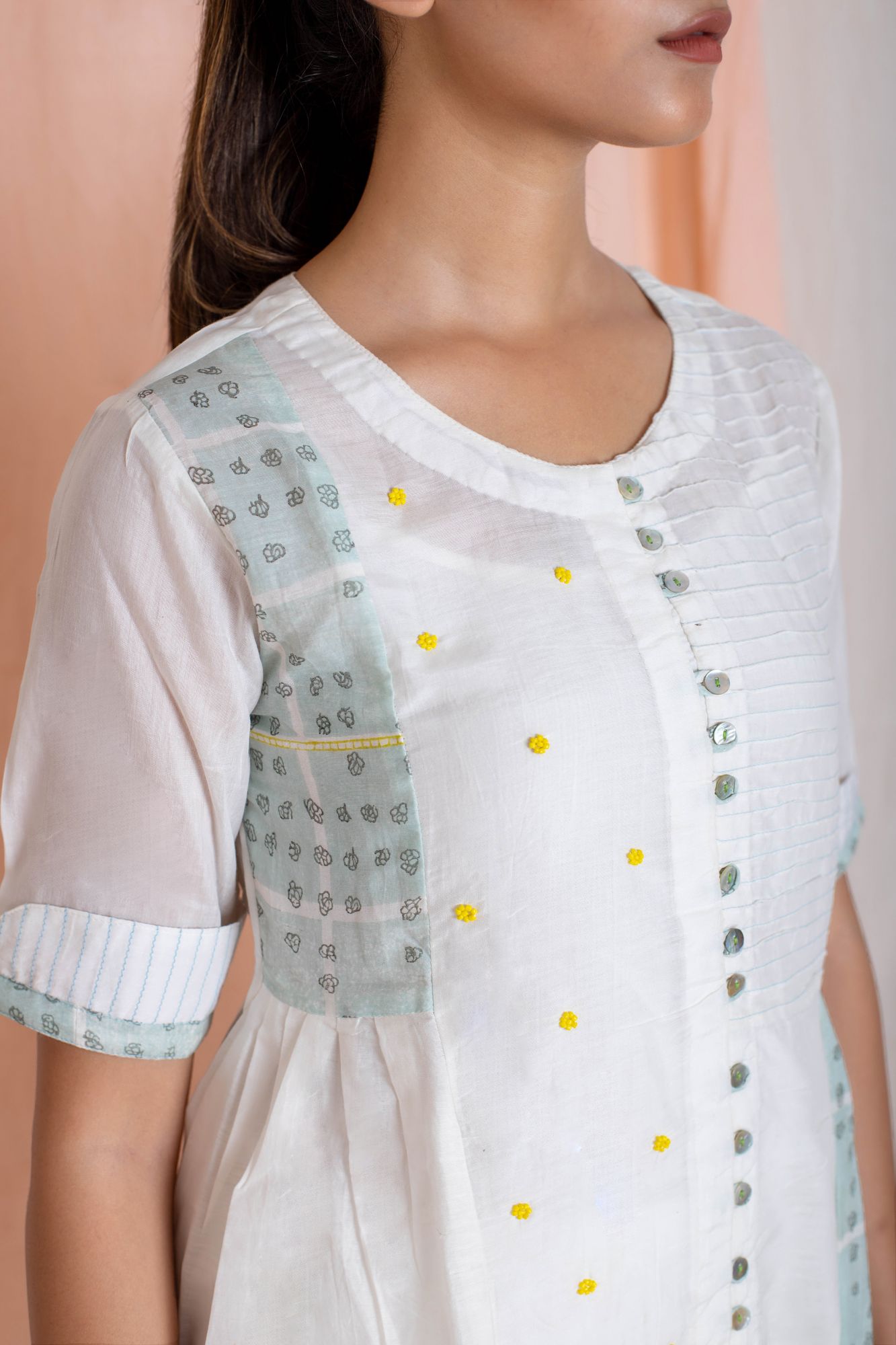 Cotton Silk Multi Panel Shirt