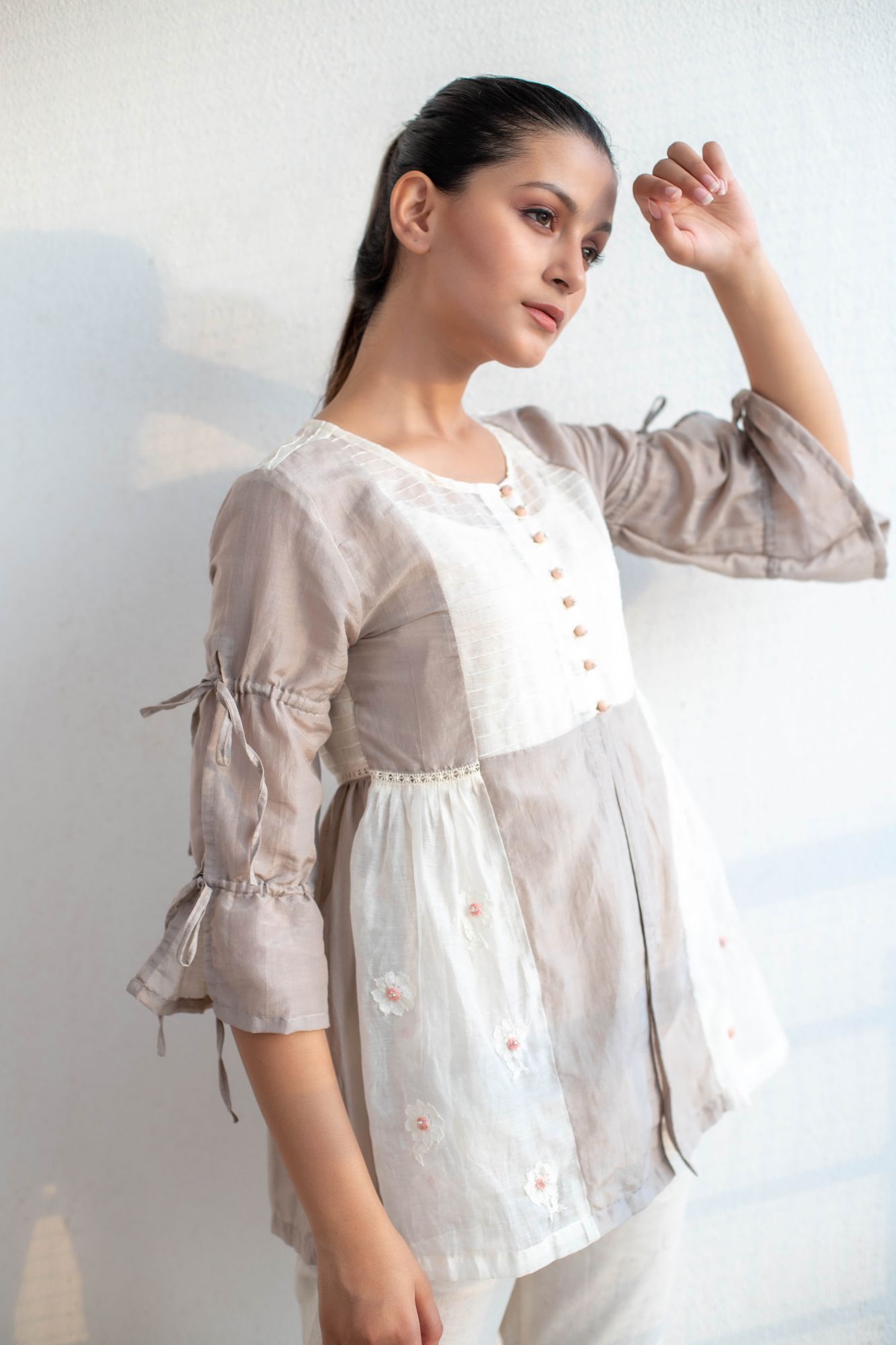 Chanderi Cotton Silk Lace Embroidered Shrug