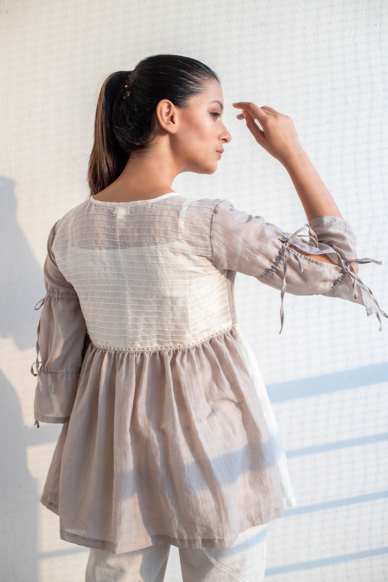 Chanderi Cotton Silk Lace Embroidered Shrug