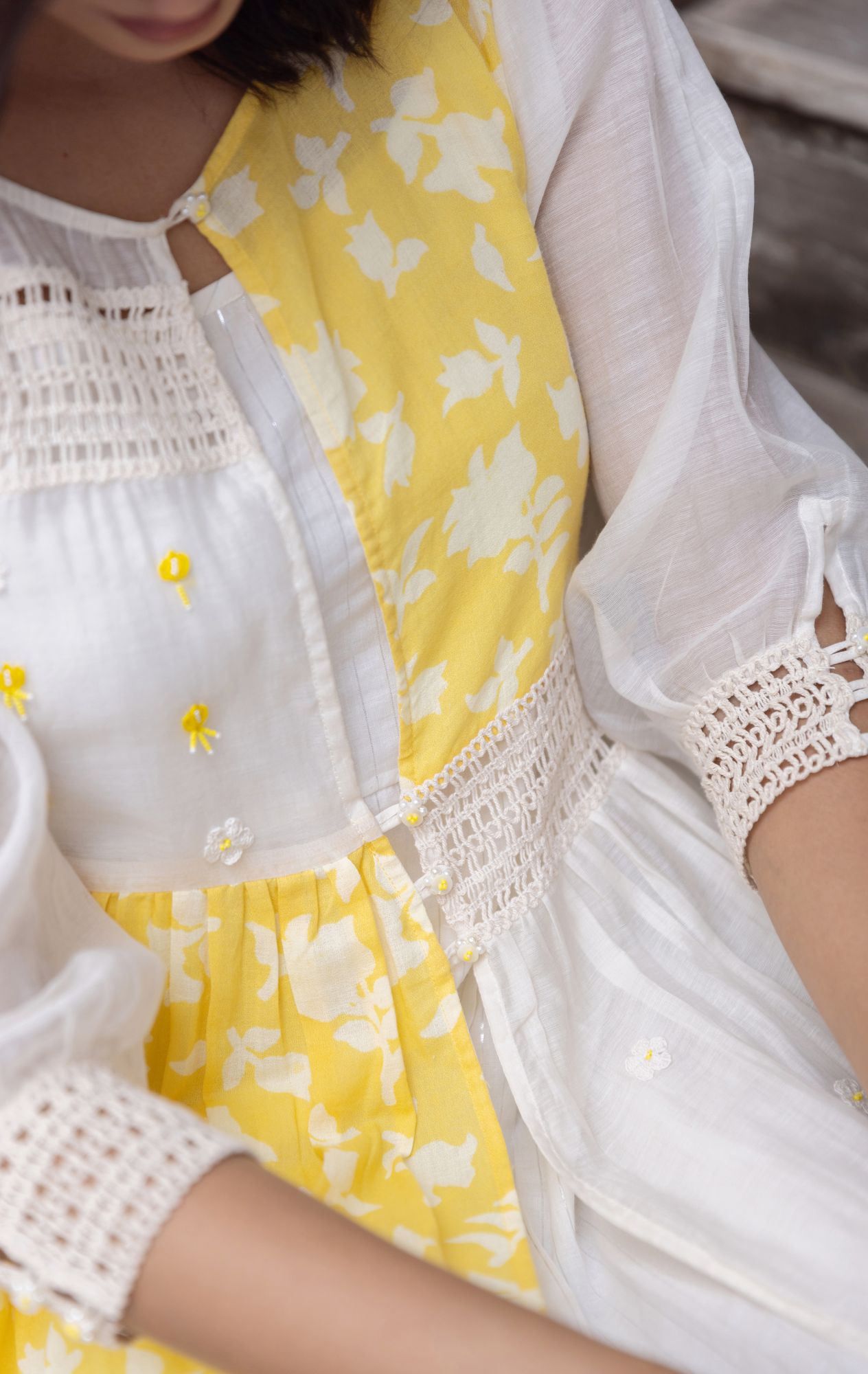 Tuscany Chanderi Cotton Lace Jacket Dress