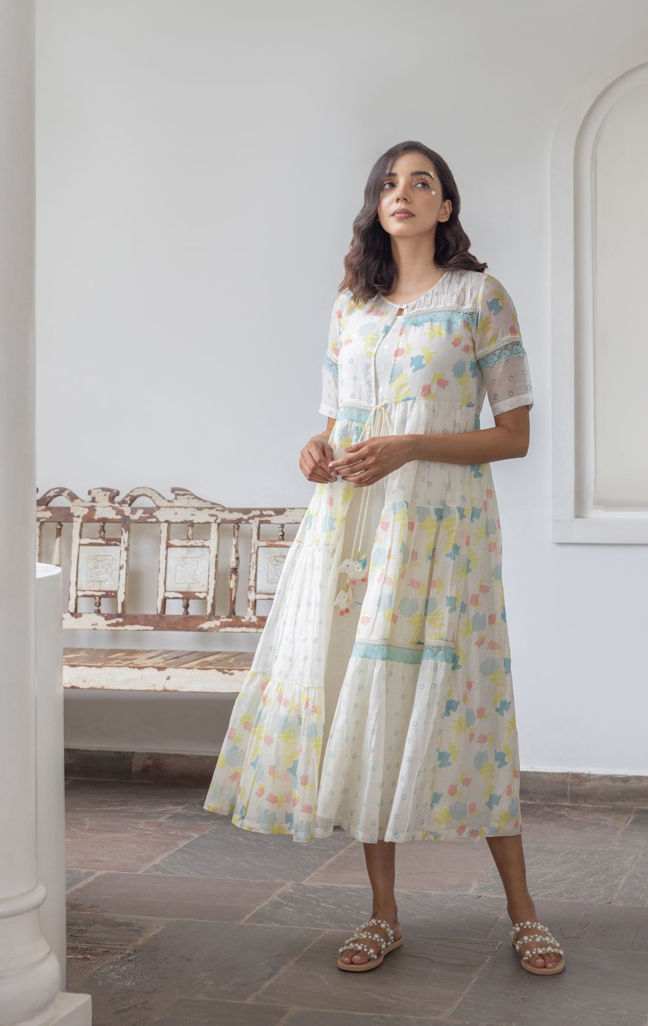 Blossom Chanderi Cotton Jacket Dress