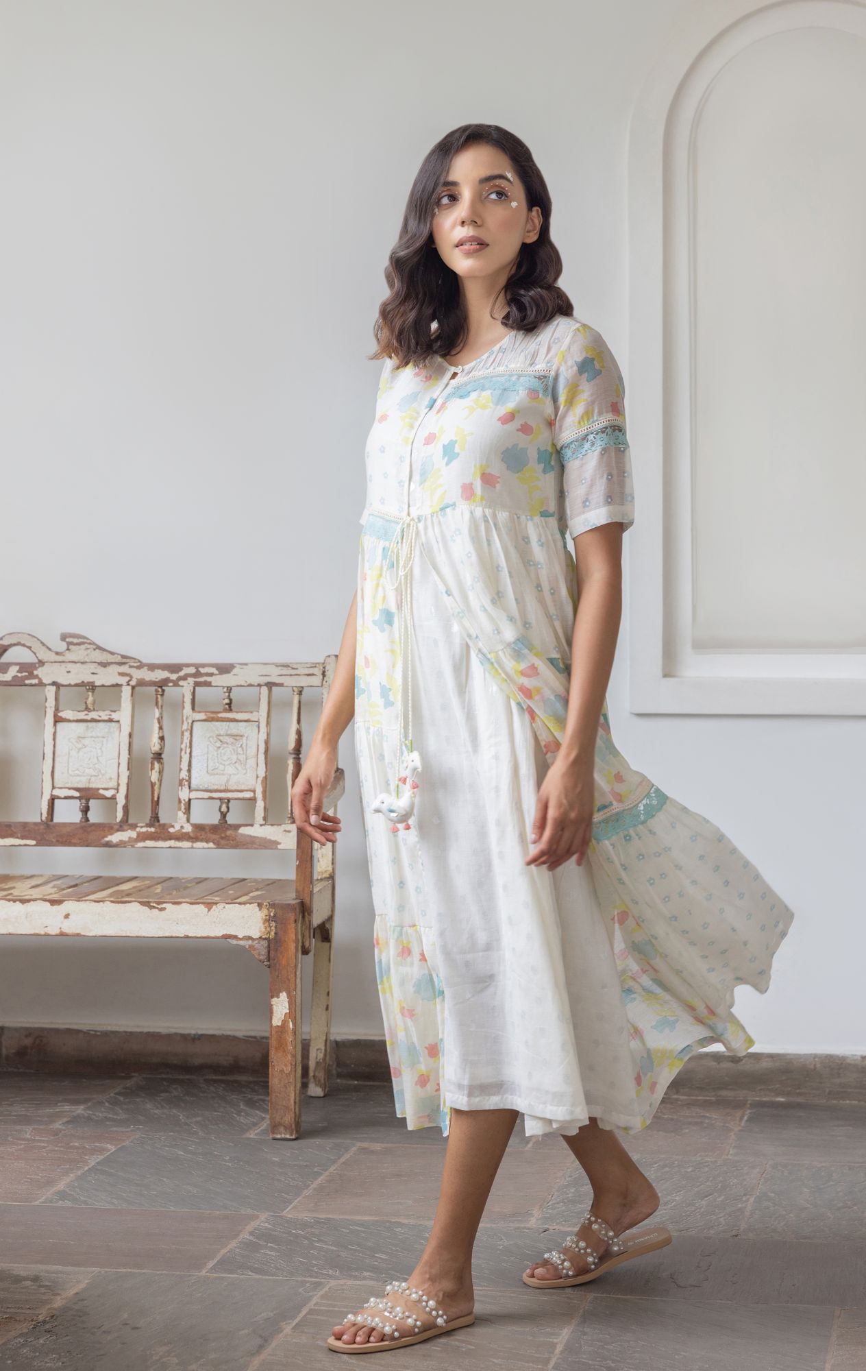 Blossom Chanderi Cotton Jacket Dress