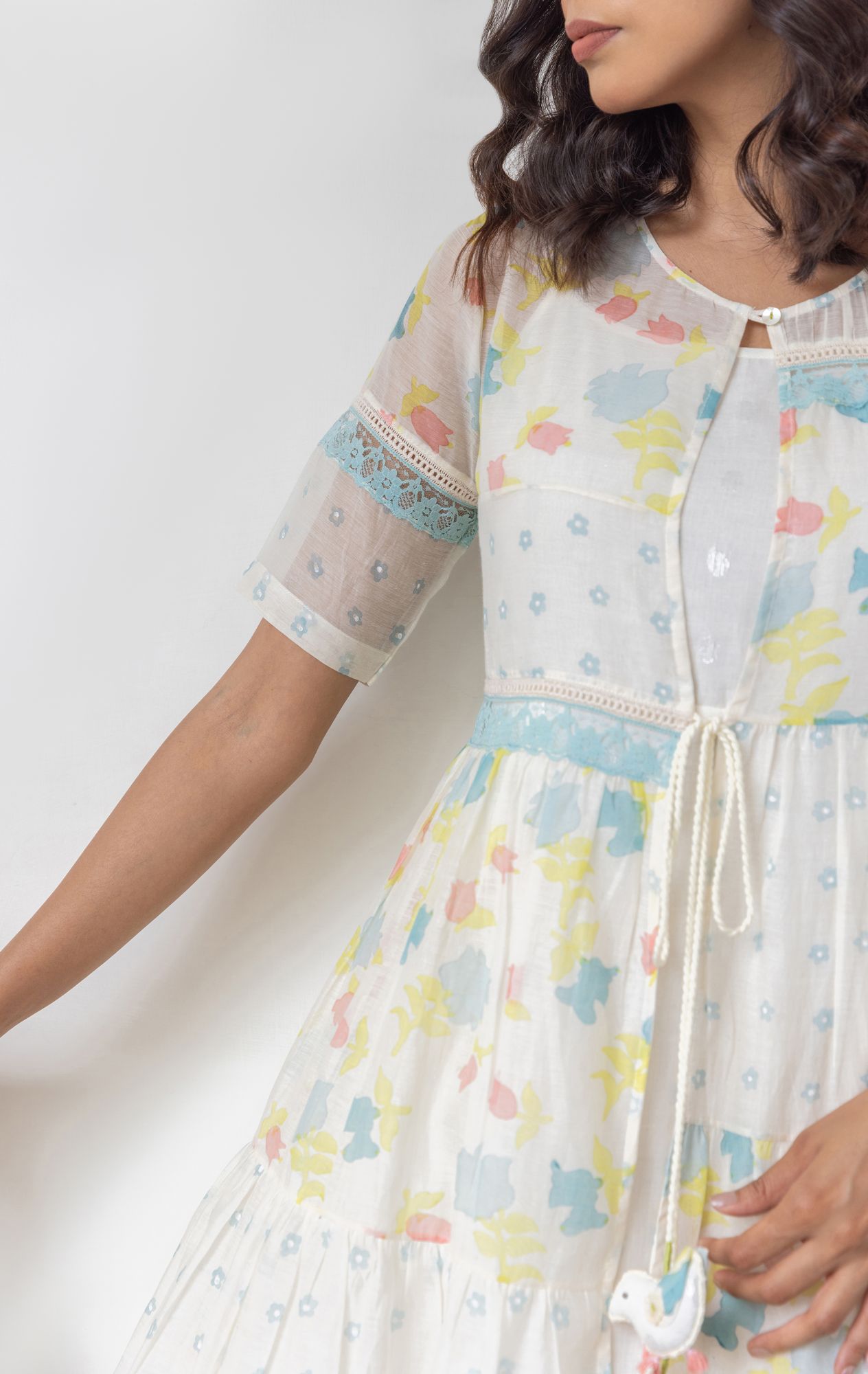 Blossom Chanderi Cotton Jacket Dress