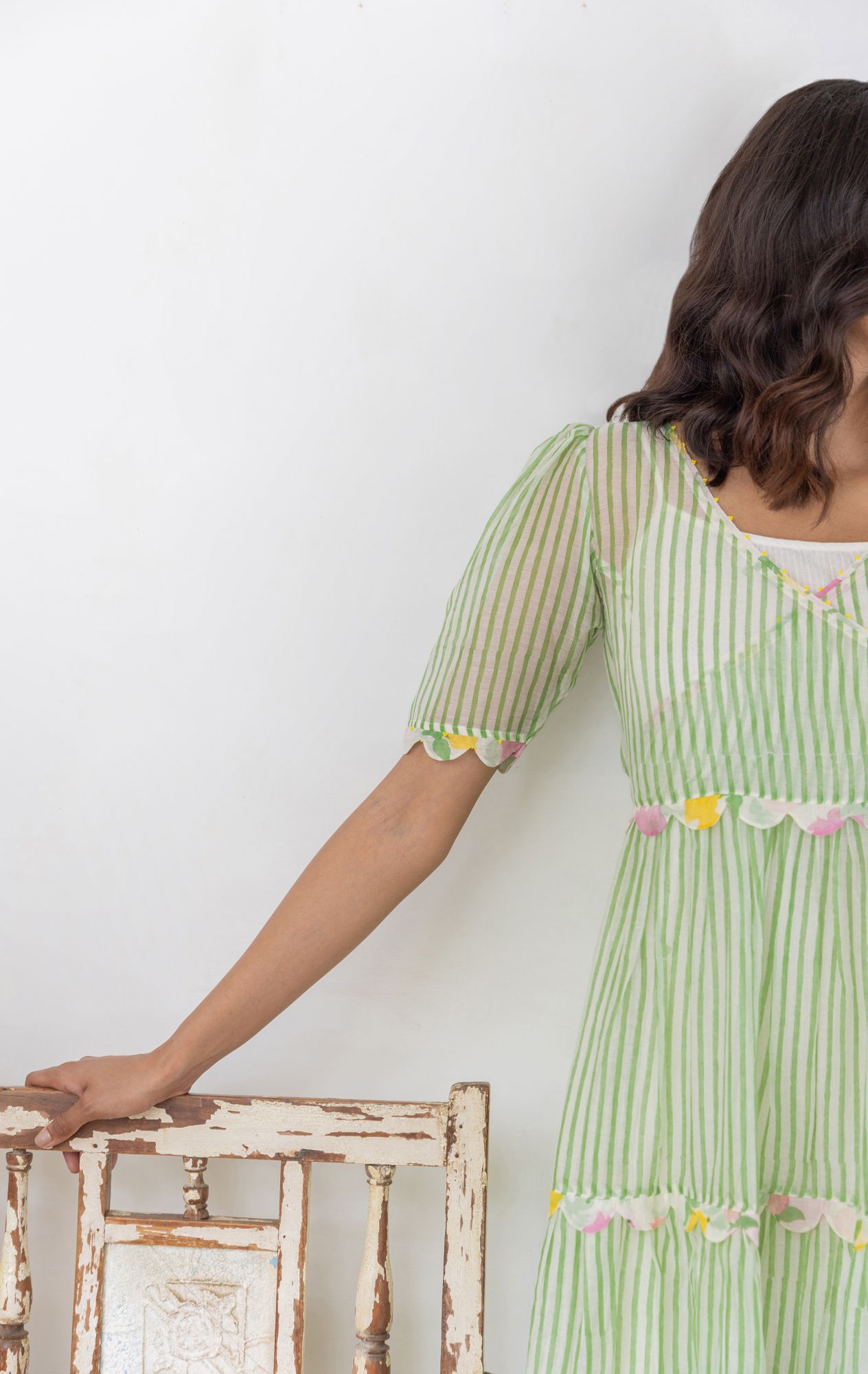 Maua Chanderi Cotton Maxi Tier Dress