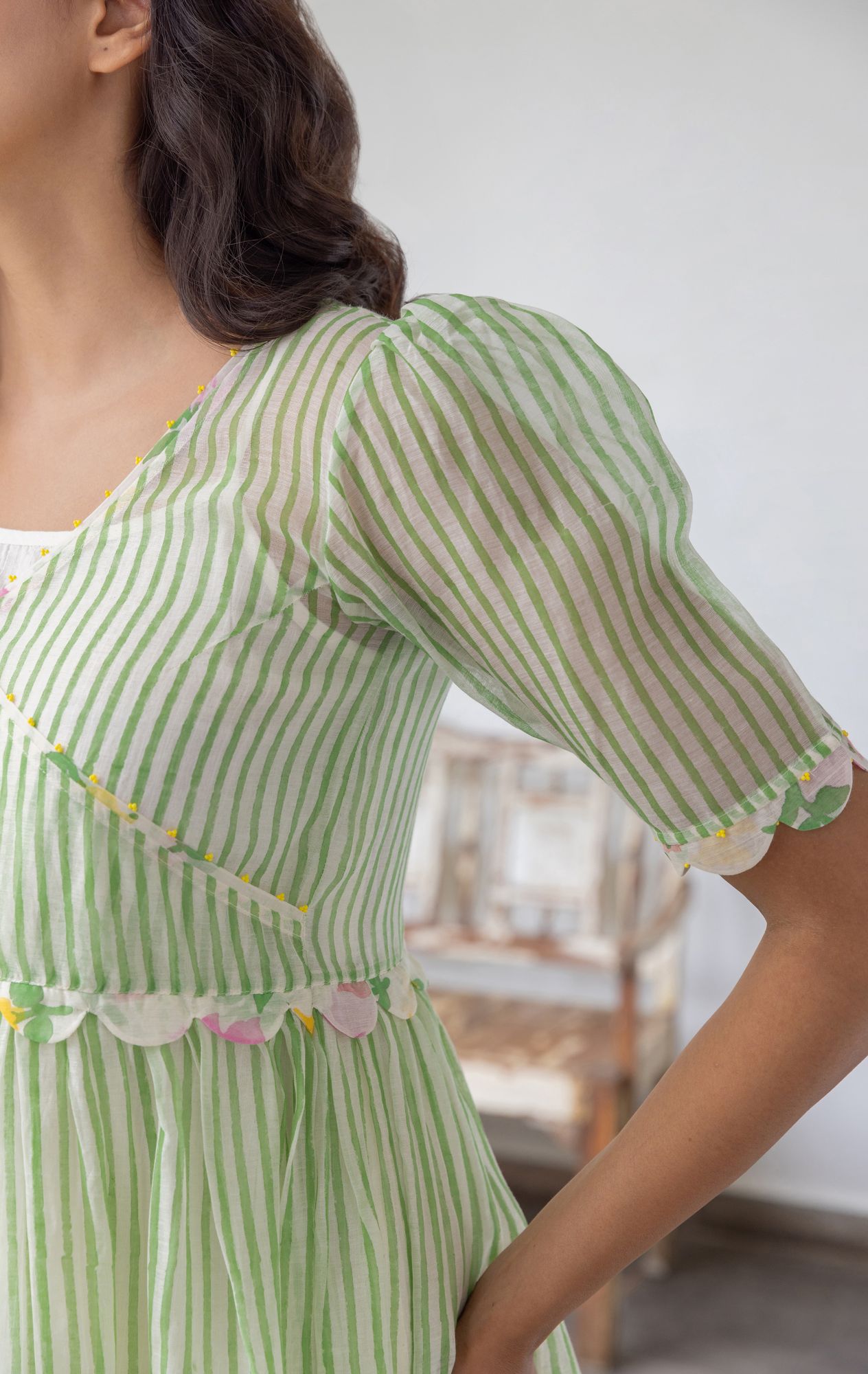 Maua Chanderi Cotton Maxi Tier Dress