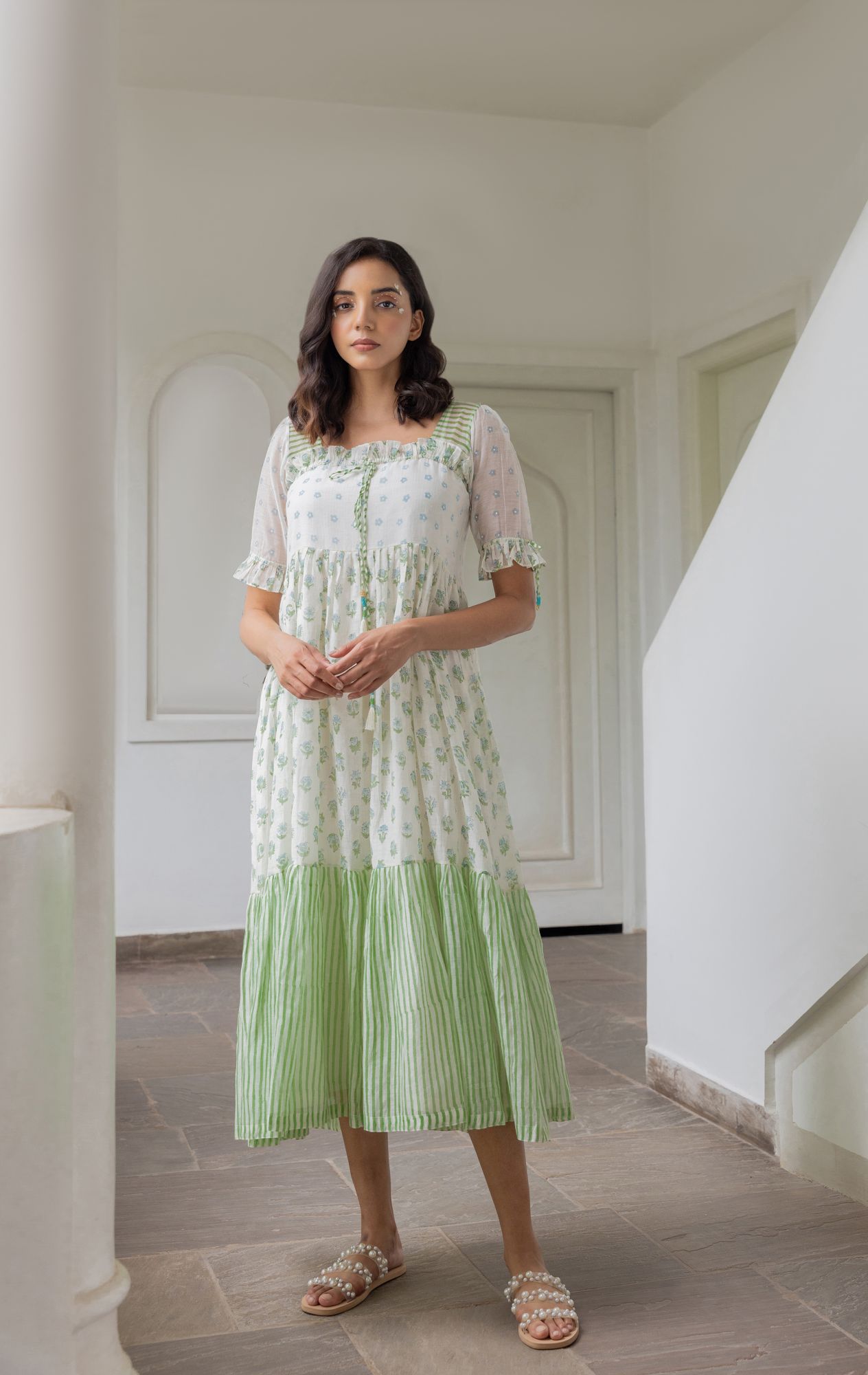 Fleur Chanderi Cotton Maxi Dress