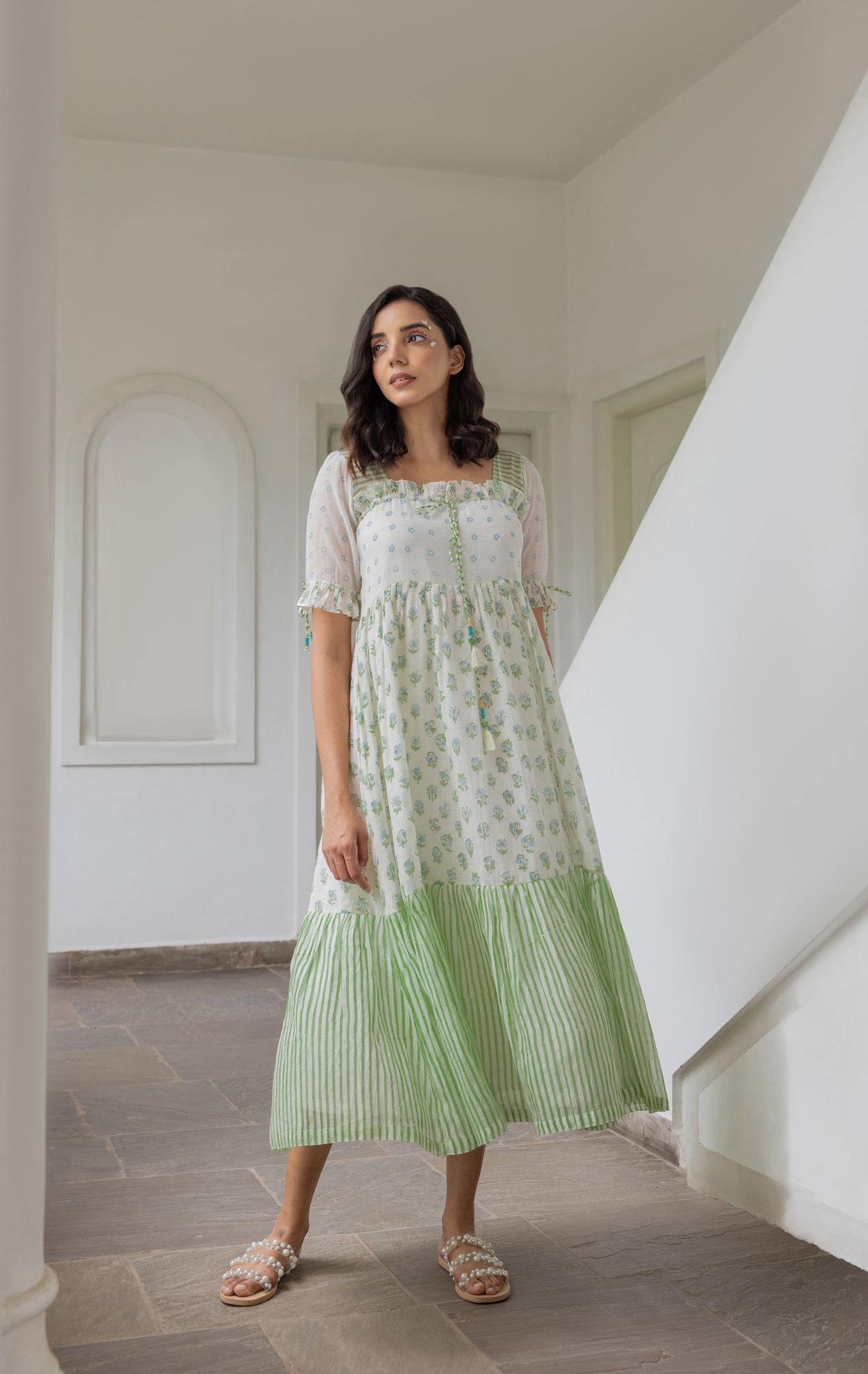 Fleur Chanderi Cotton Maxi Dress