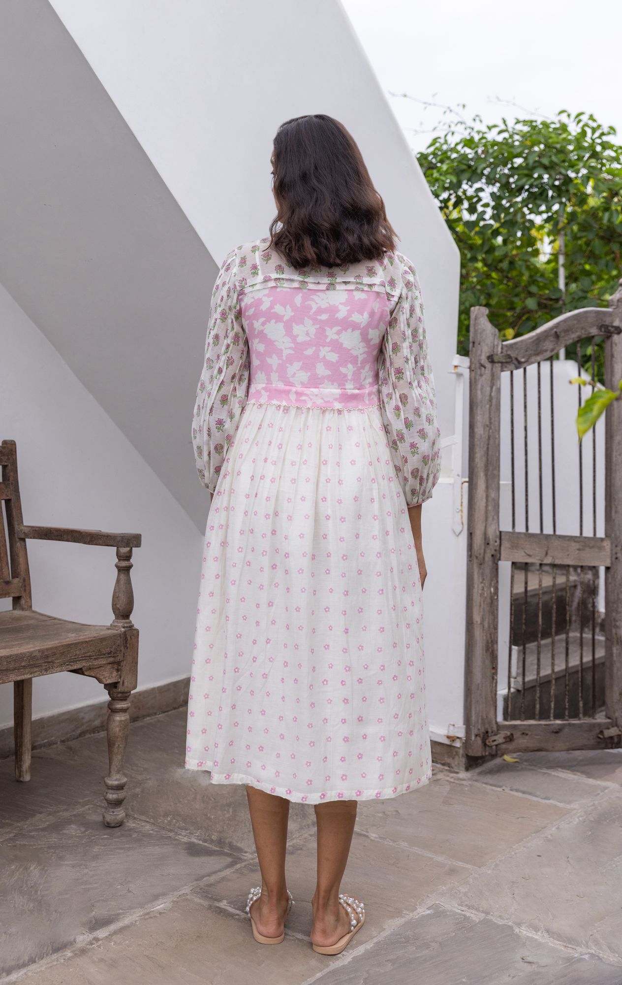 Gul Chanderi Cotton Patch Tier Dress