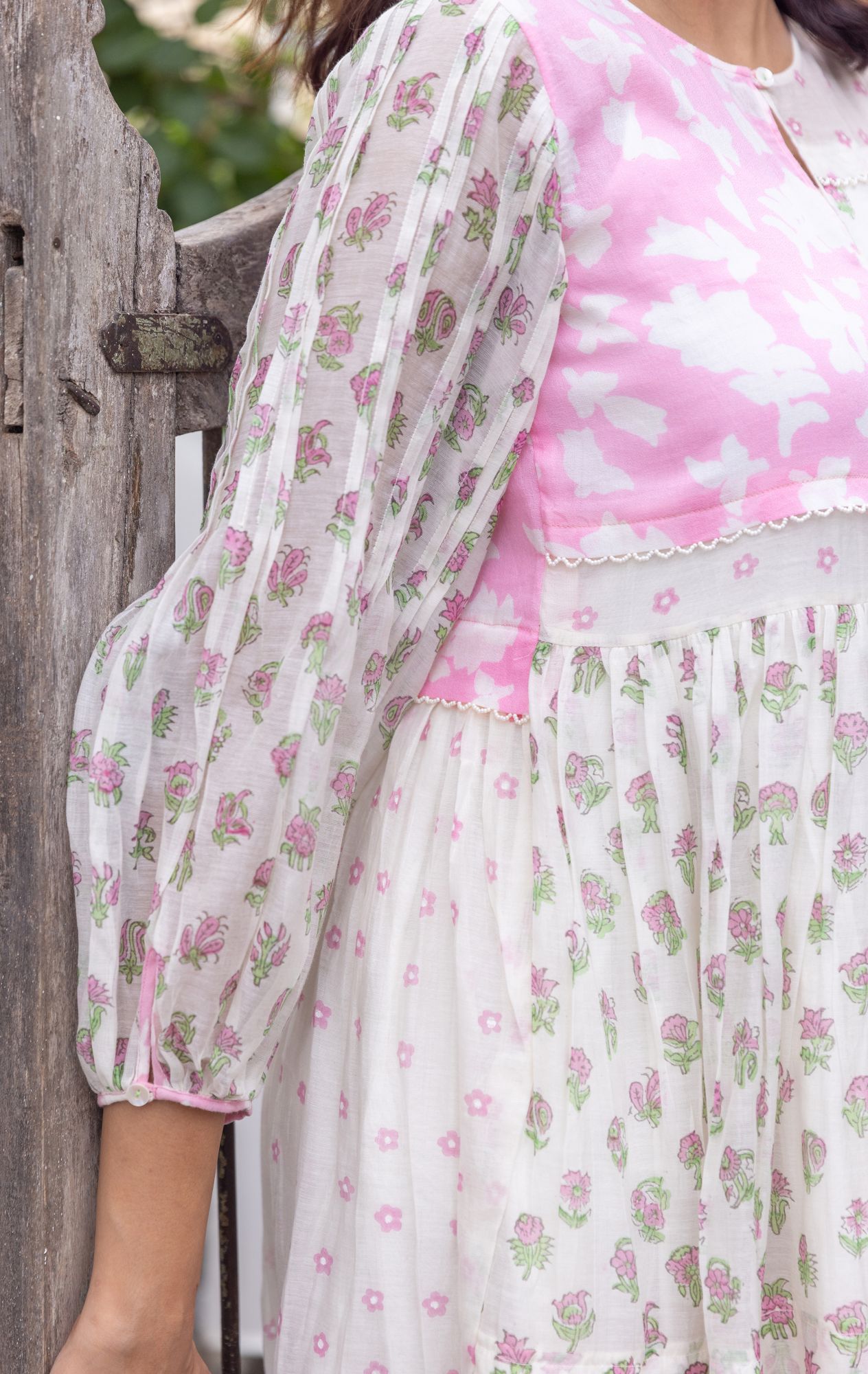 Gul Chanderi Cotton Patch Tier Dress