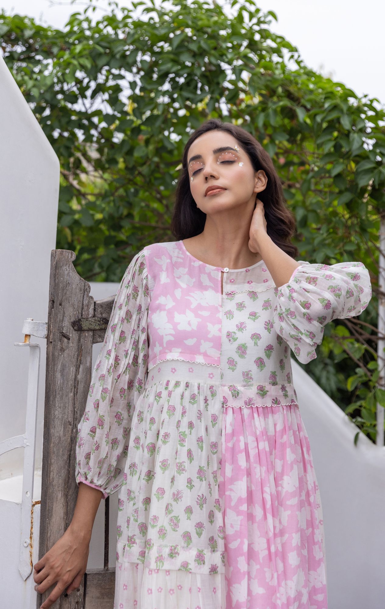 Gul Chanderi Cotton Patch Tier Dress