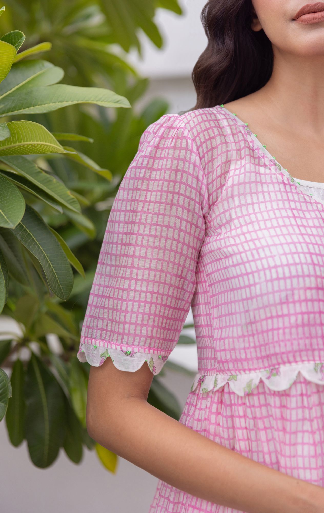 Blush Chanderi Cotton Maxi Tier Dress