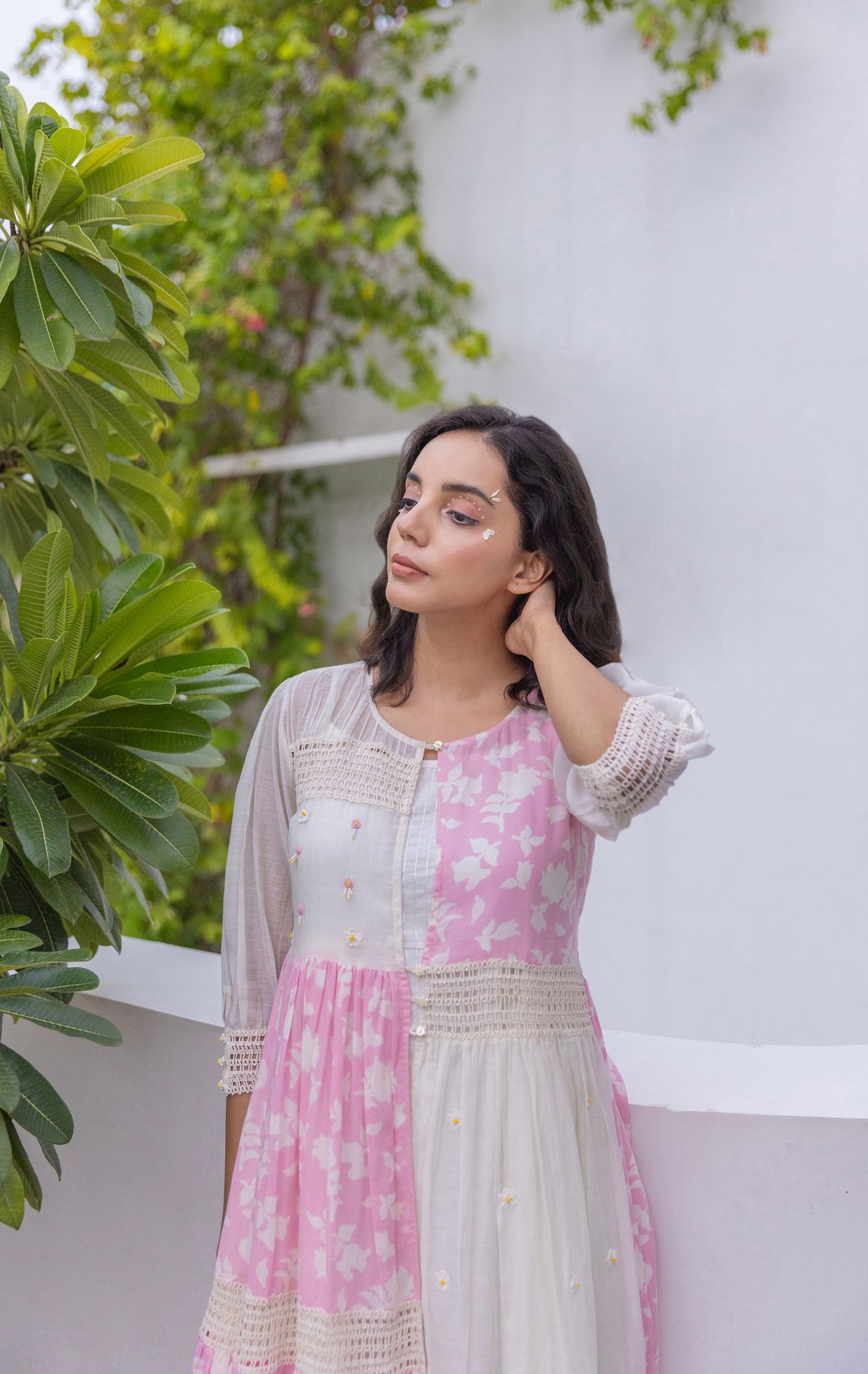 Rosa Chanderi Cotton Lace Jacket Dress