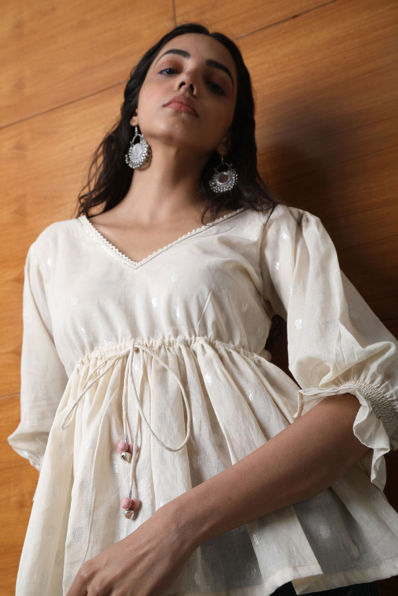 Cotton Lurex Dobby Top