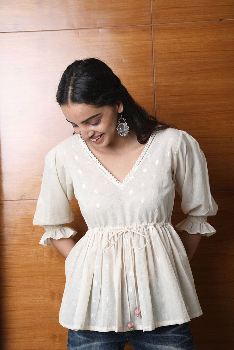 Cotton Lurex Dobby Top